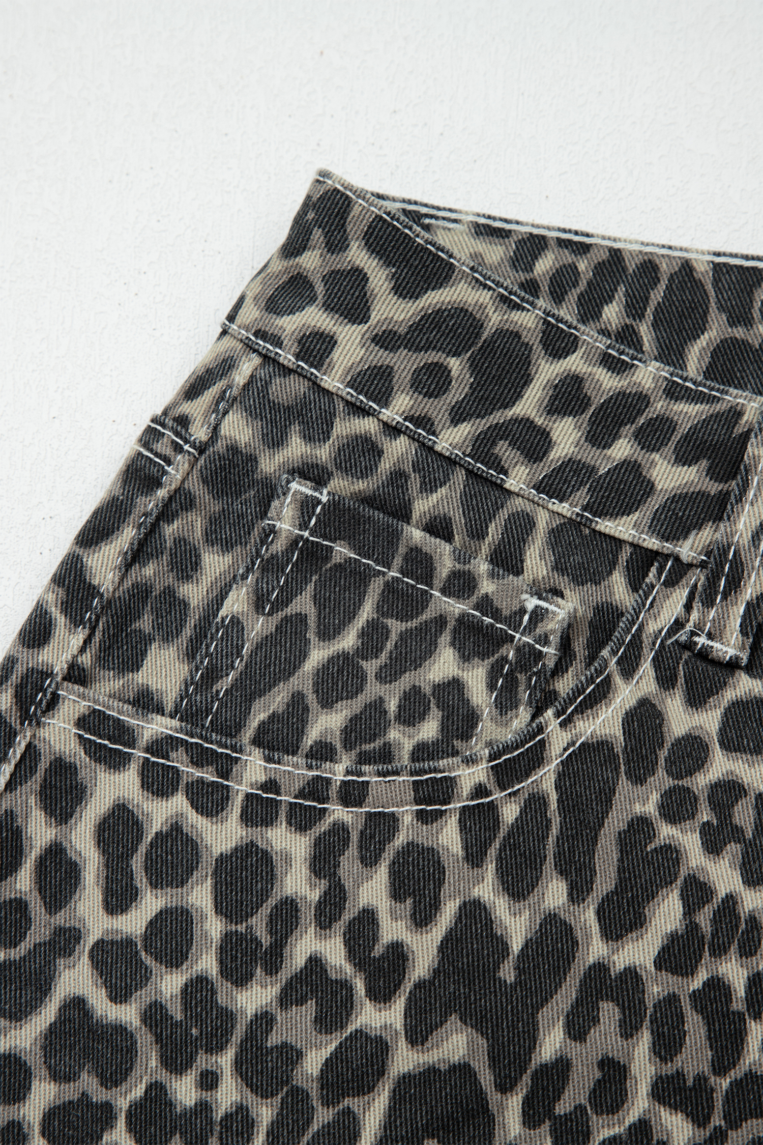Black Leopard Print High Waist Barrel Jeans