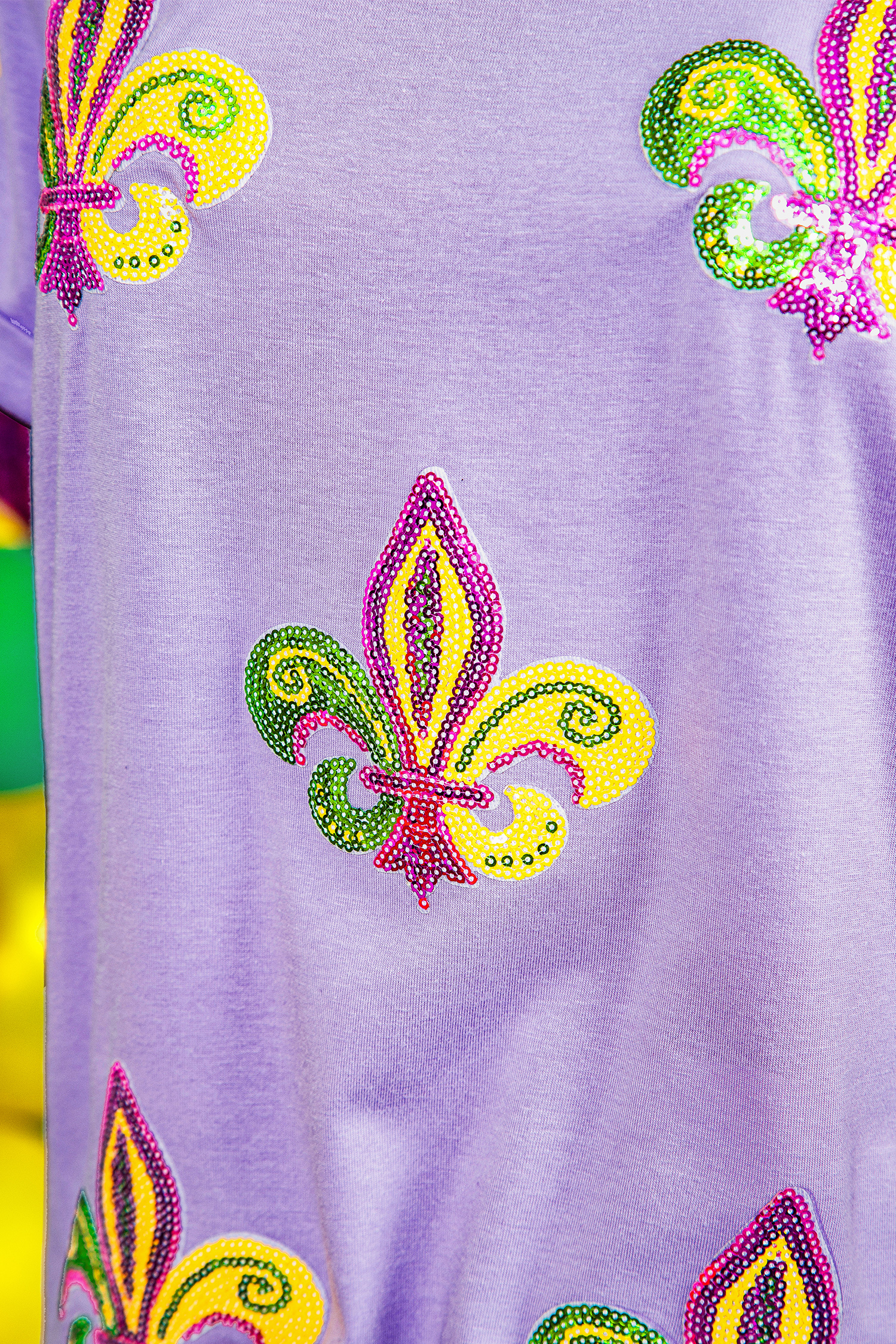 Wisteria Mardi Gras Sequined Pattern Holiday T Shirt
