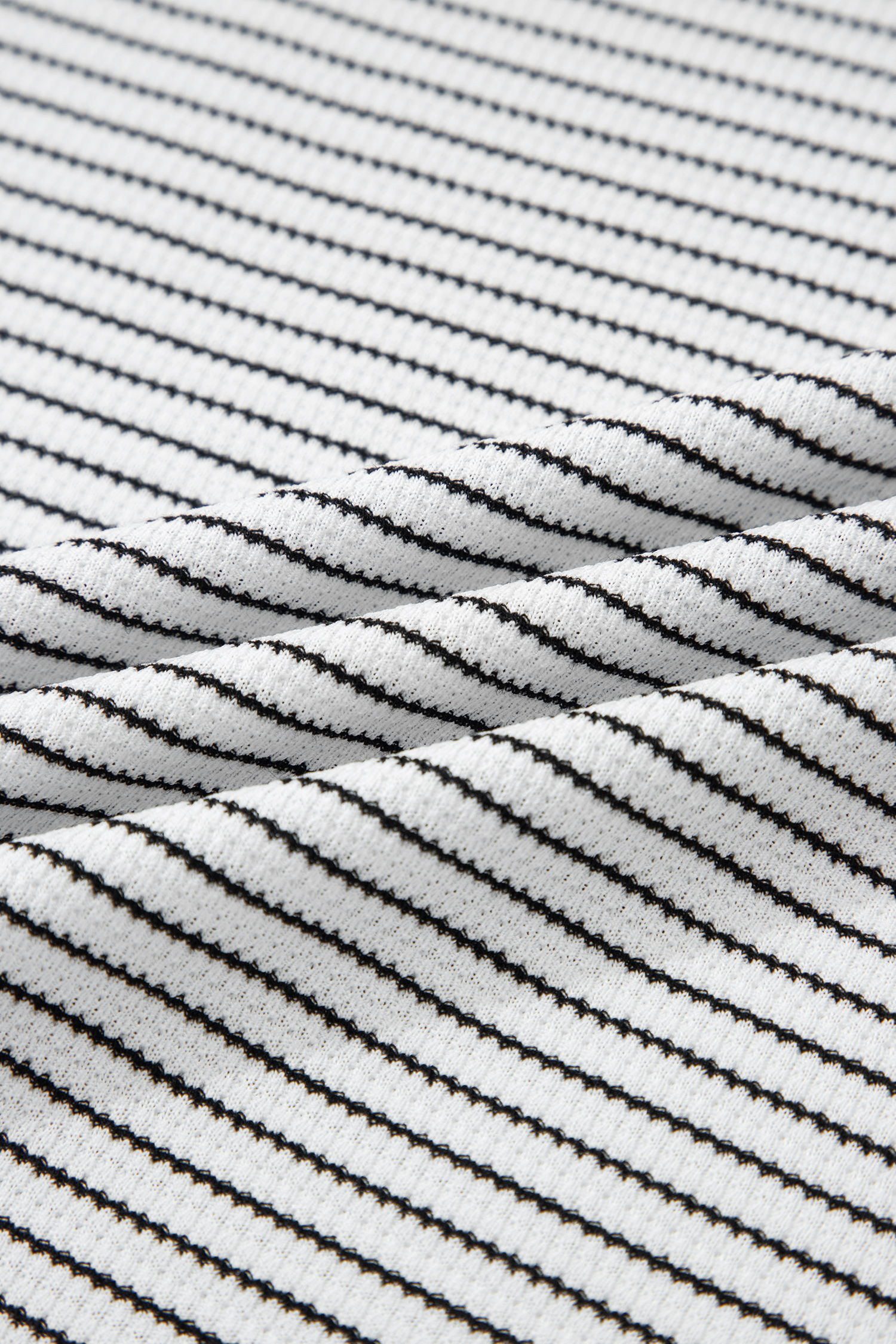 White Stripe Contrasted Ruffle Trim Loose Long Sleeve Top