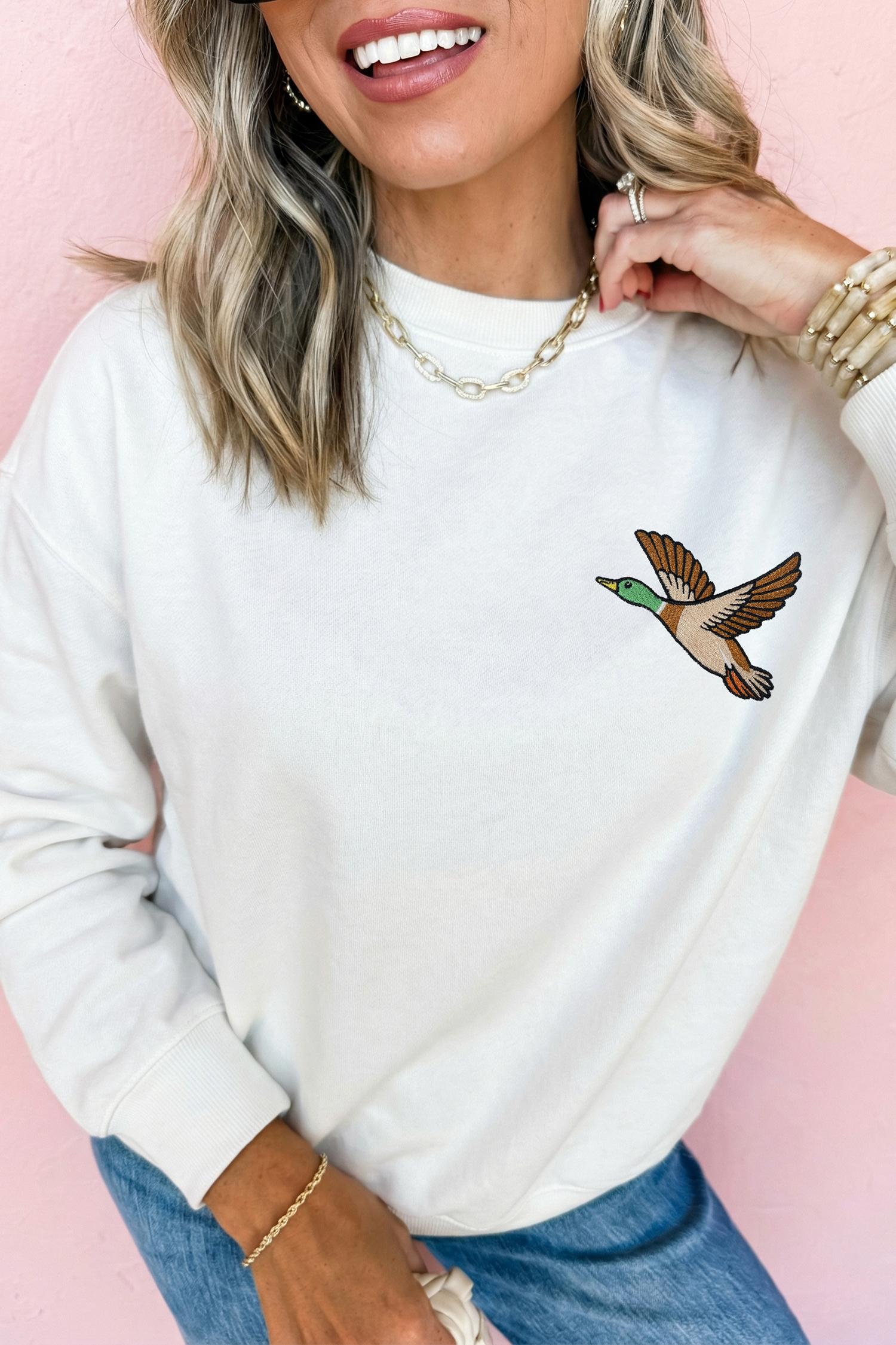 Khaki Flying Mallard Print Crew Neck T Shirt