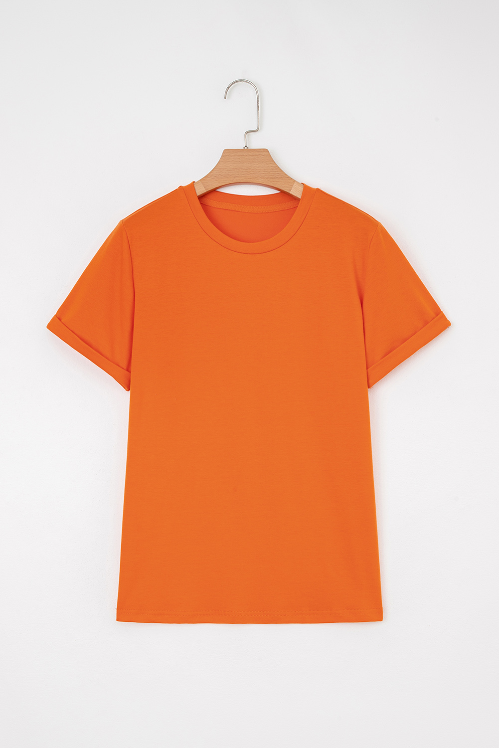 Khaki Casual Plain Crew Neck Tee