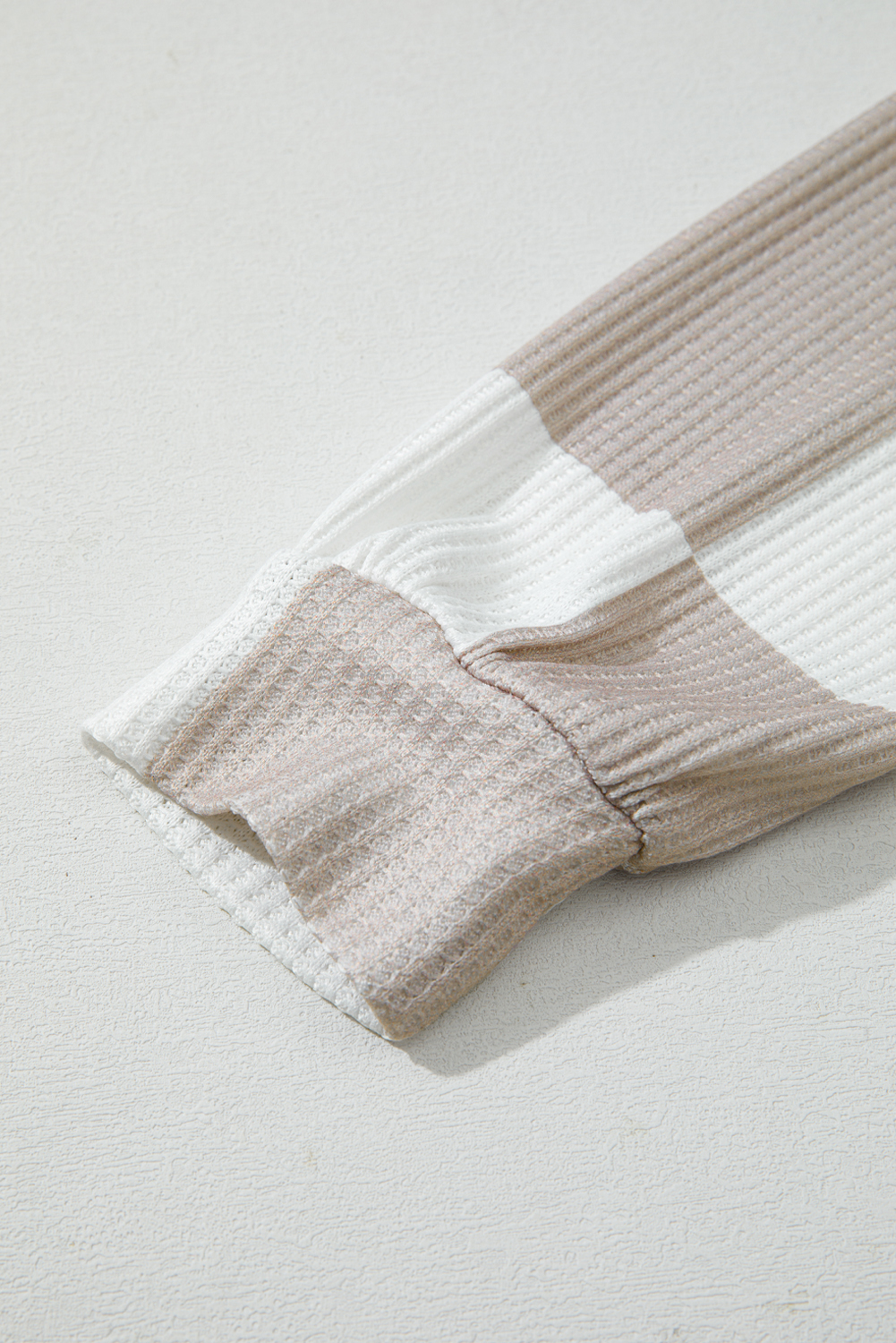 Khaki Checkered Print Breathable Textured Long Sleeve Top