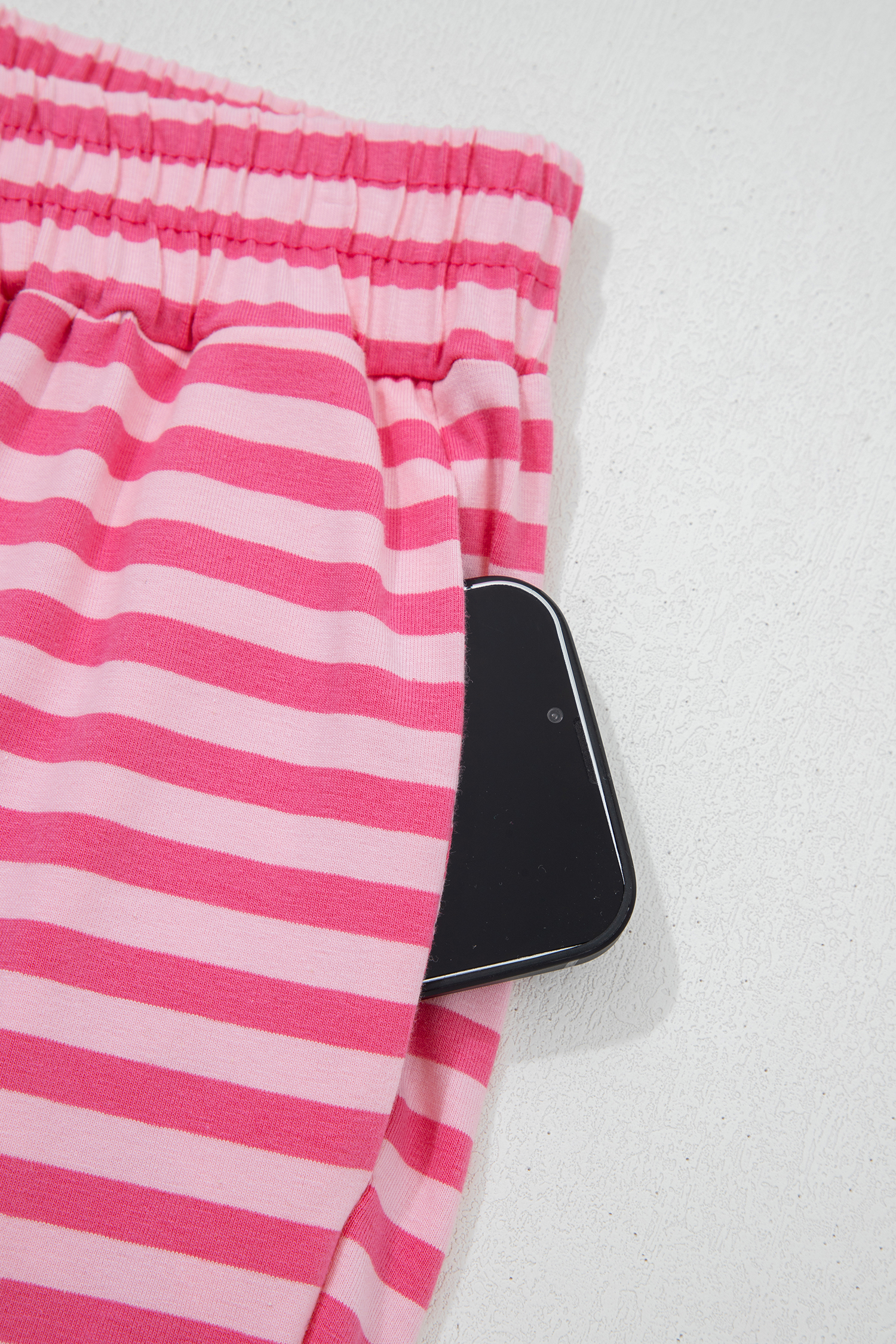 Rose Stripe Drop Shoulder Round Neck Top and Buttoned Straight Pants Two Piece Set