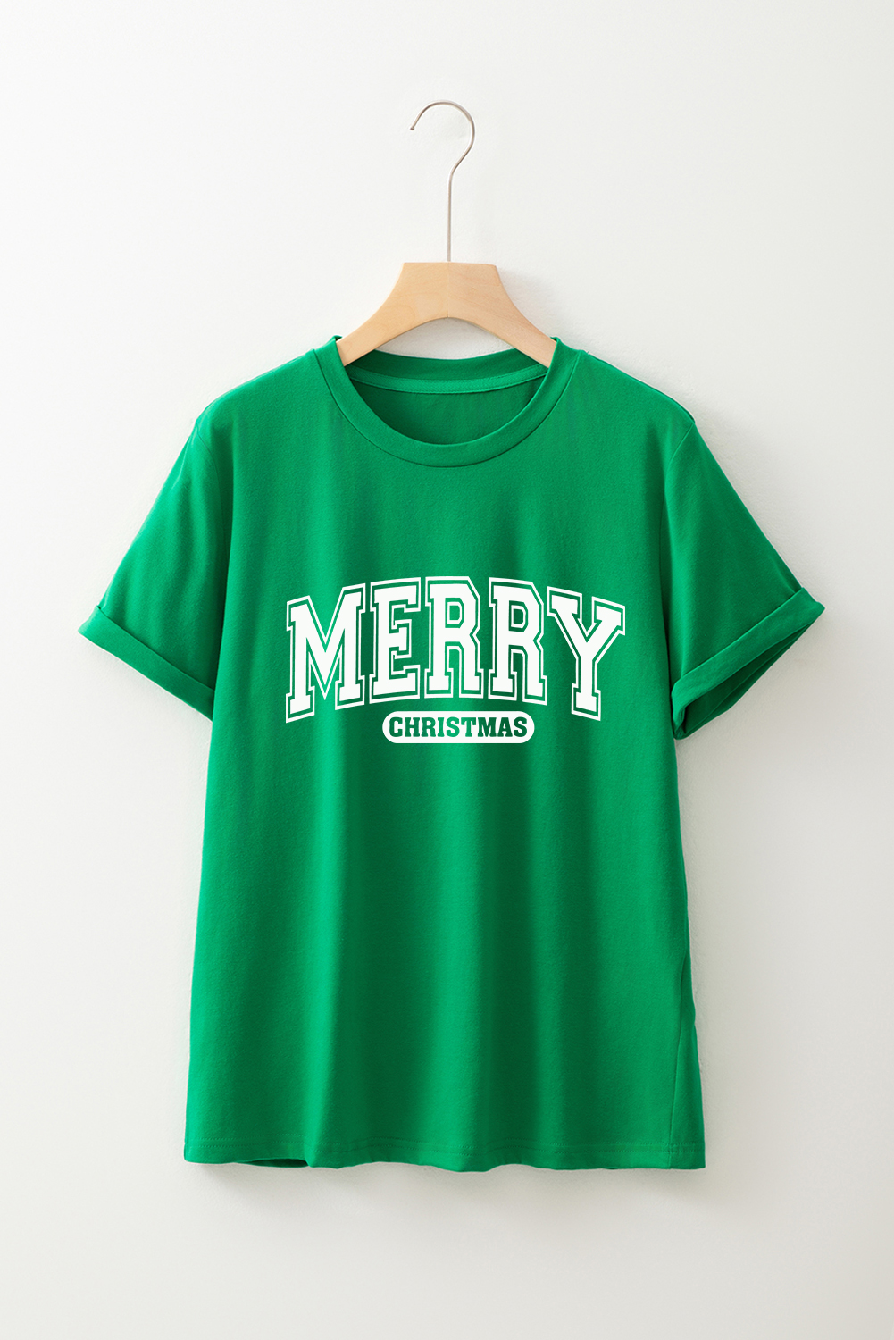 Bright Green MERRY CHRISTMAS Letter Graphic Loose T Shirt