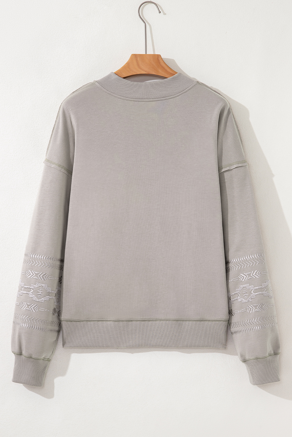 Parchment Aztec Embroidered Western V Neck Sweatshirt