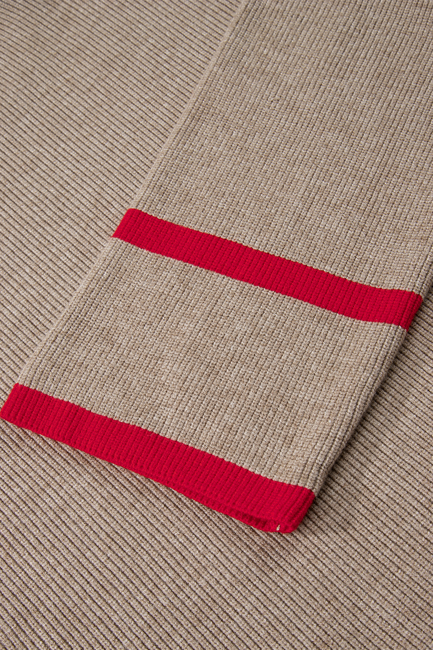 Simply Taupe Ribbed Knit Contrasted Stripe Detail Button Side Loose Sweater