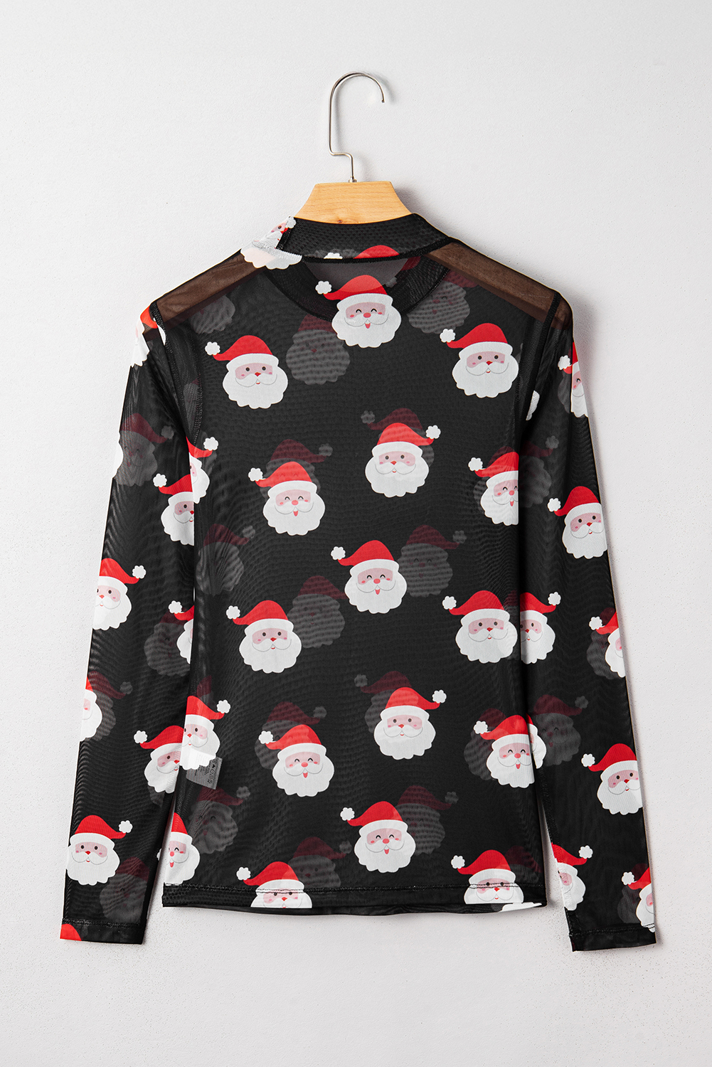 Black Christmas Fashion Print Slim Fit Long Sleeve Top
