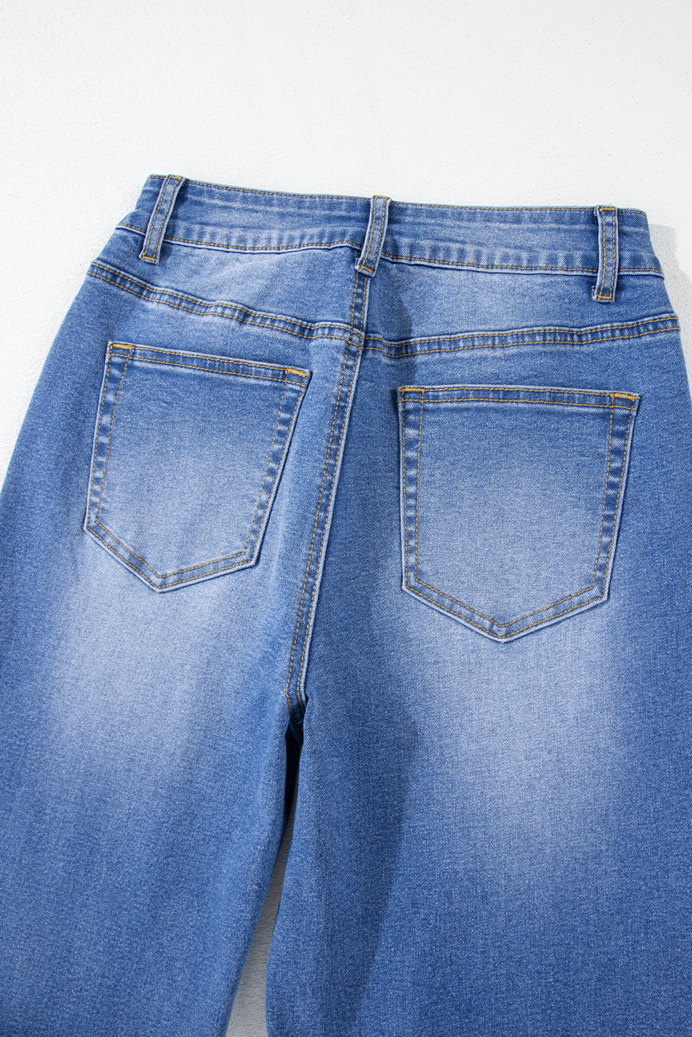 Real Teal Raw Hem Unique Cuffs Straight High Rise Loose Jeans