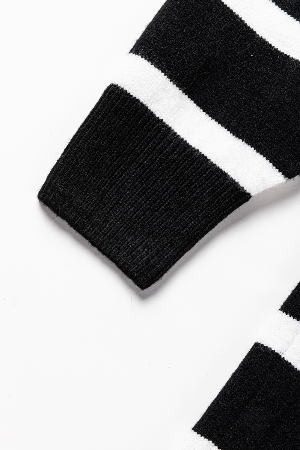 Black Striped O-ring Zip Collared Loose Sweater Mini Dress