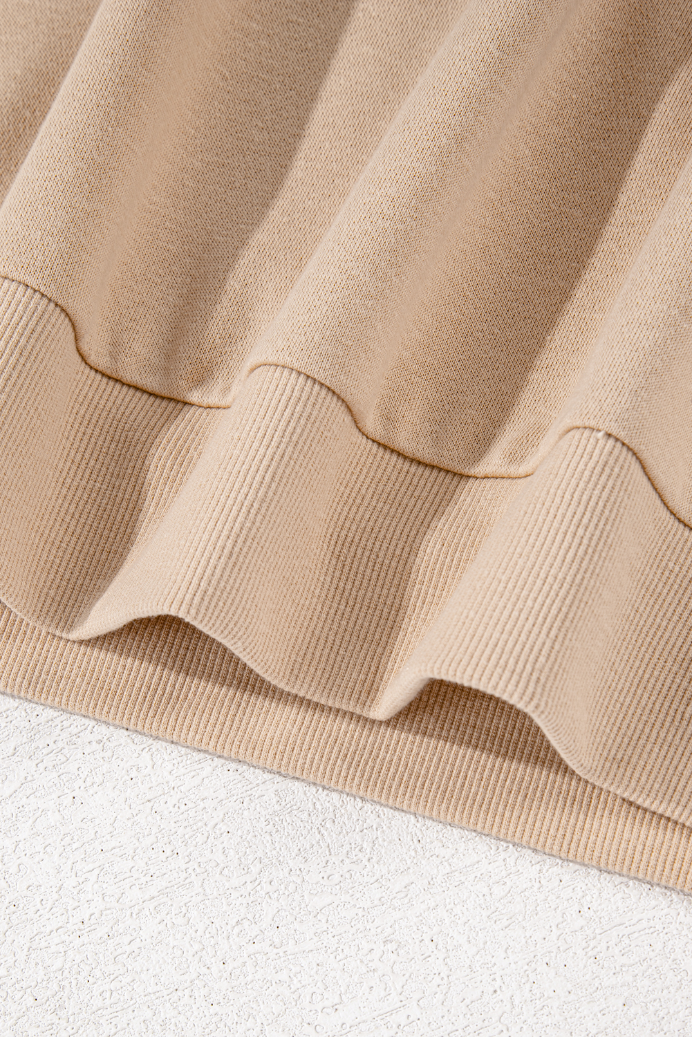 Beige Flower Patch Graphic Exposed Seam Wide Sleeve Top