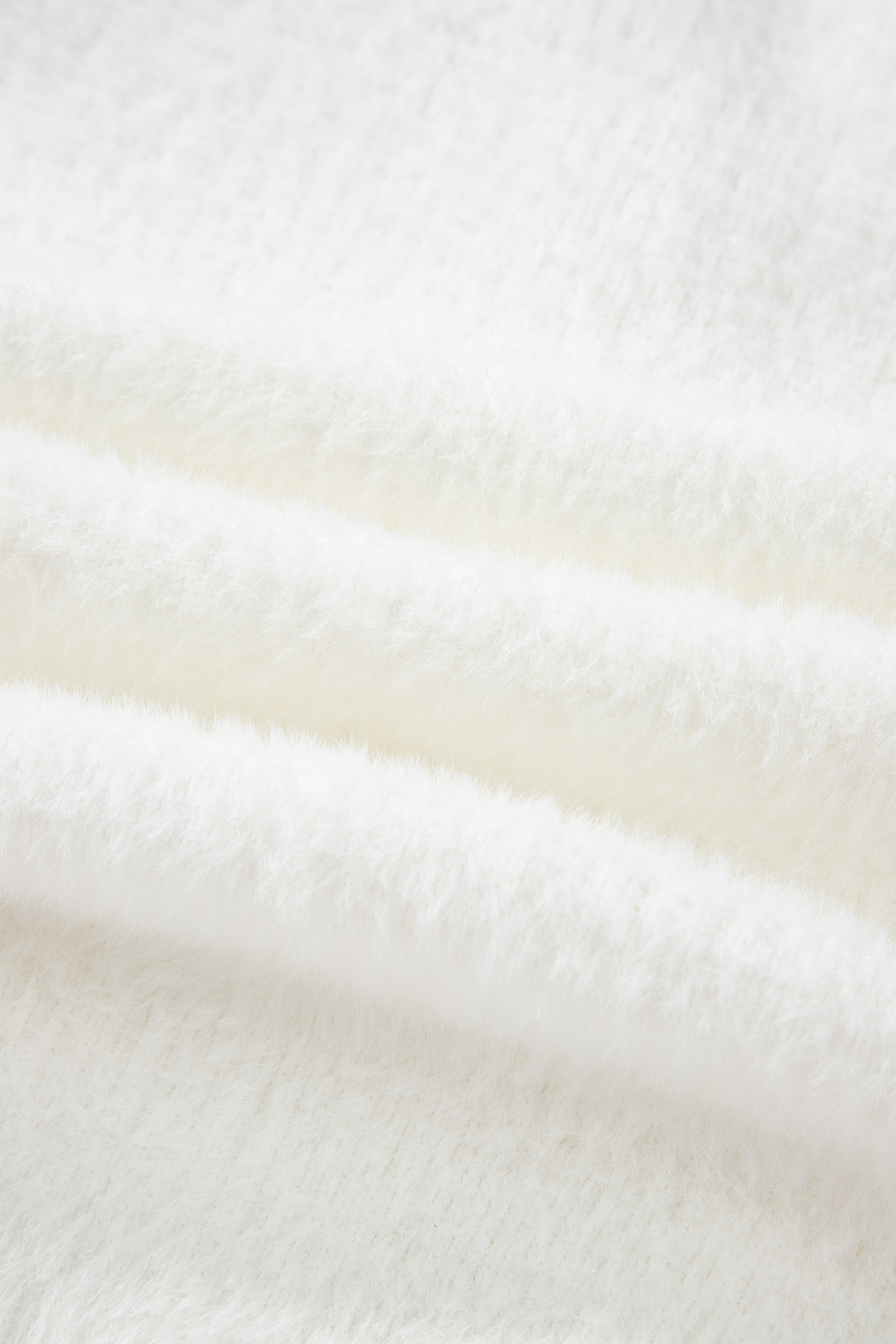 White Fuzzy Buttoned Front Midi Solid Cardigan