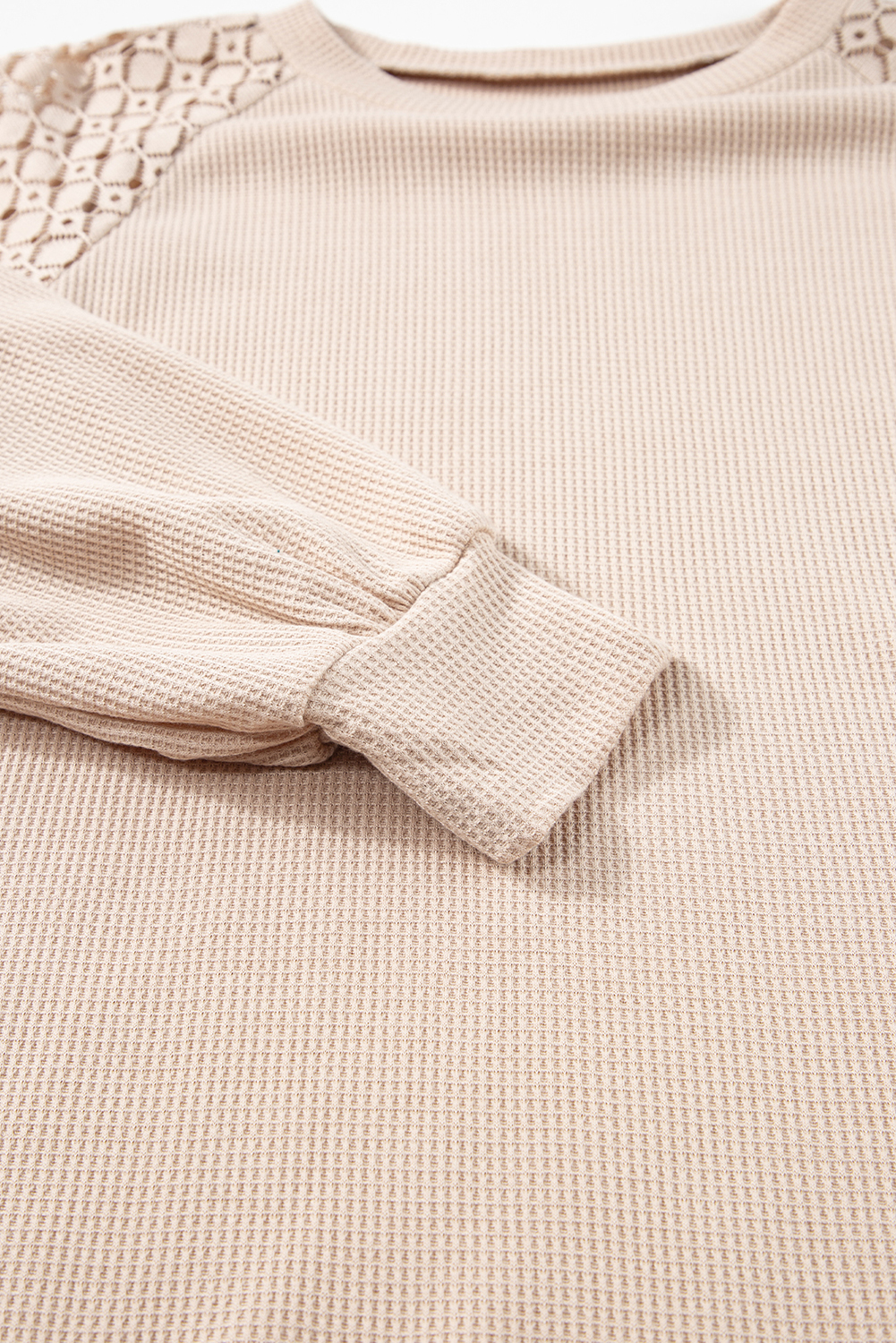 White Lace Long Sleeve Textured Pullover