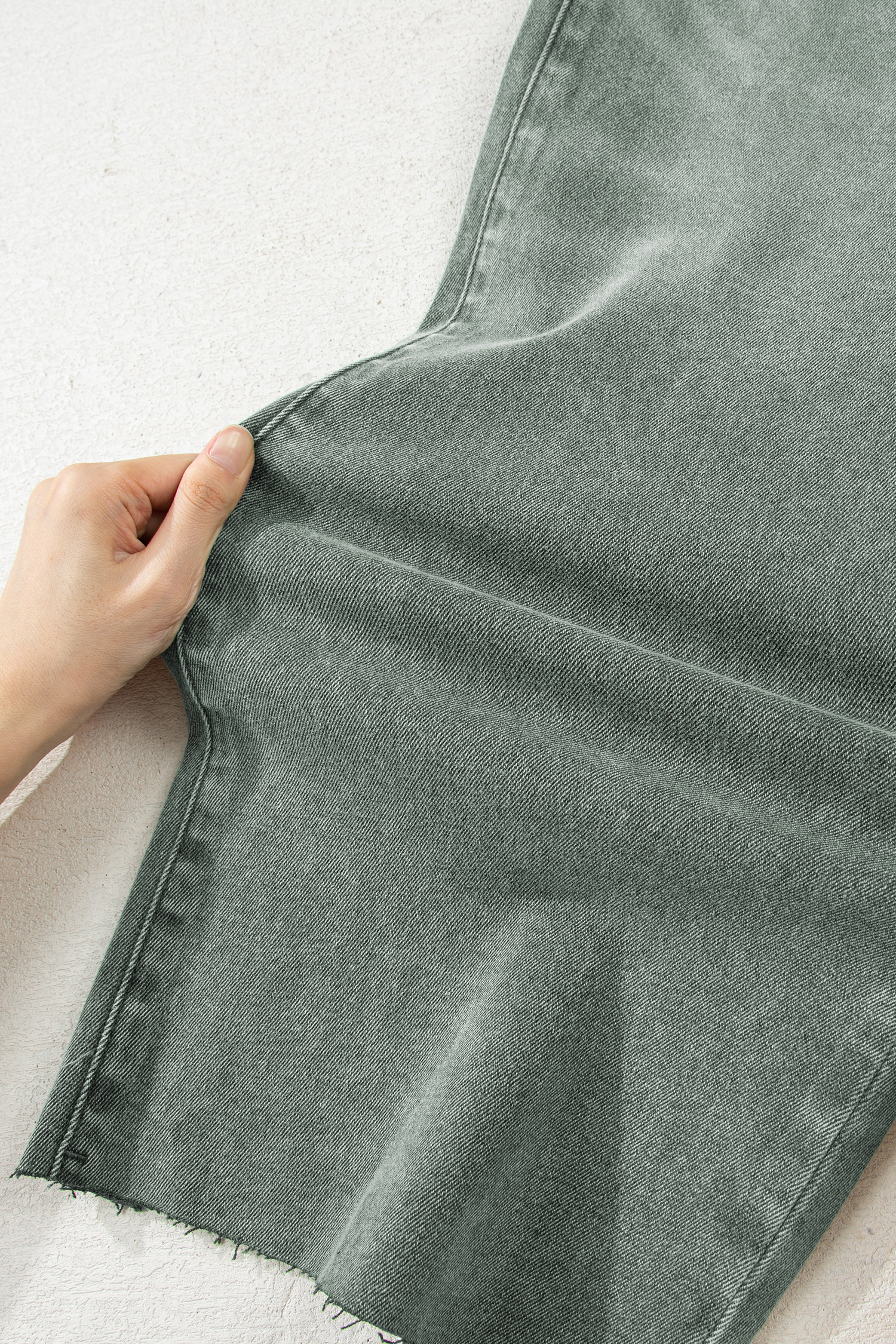 Four Leaf Clover Slight Distressed Raw Edge Wide Leg Jeans