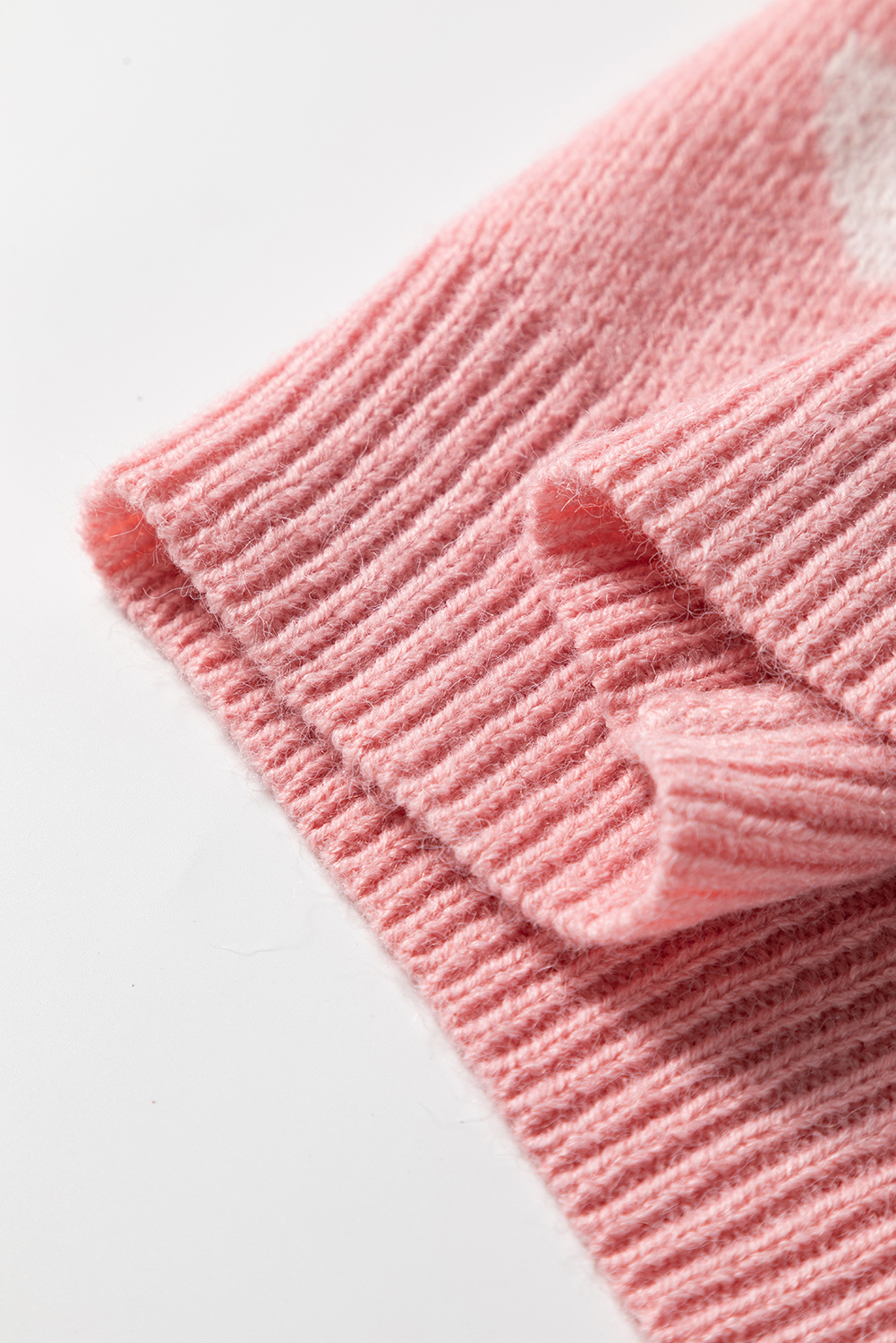 Light Pink Heart Pattern Button Front Cardigan Sweater