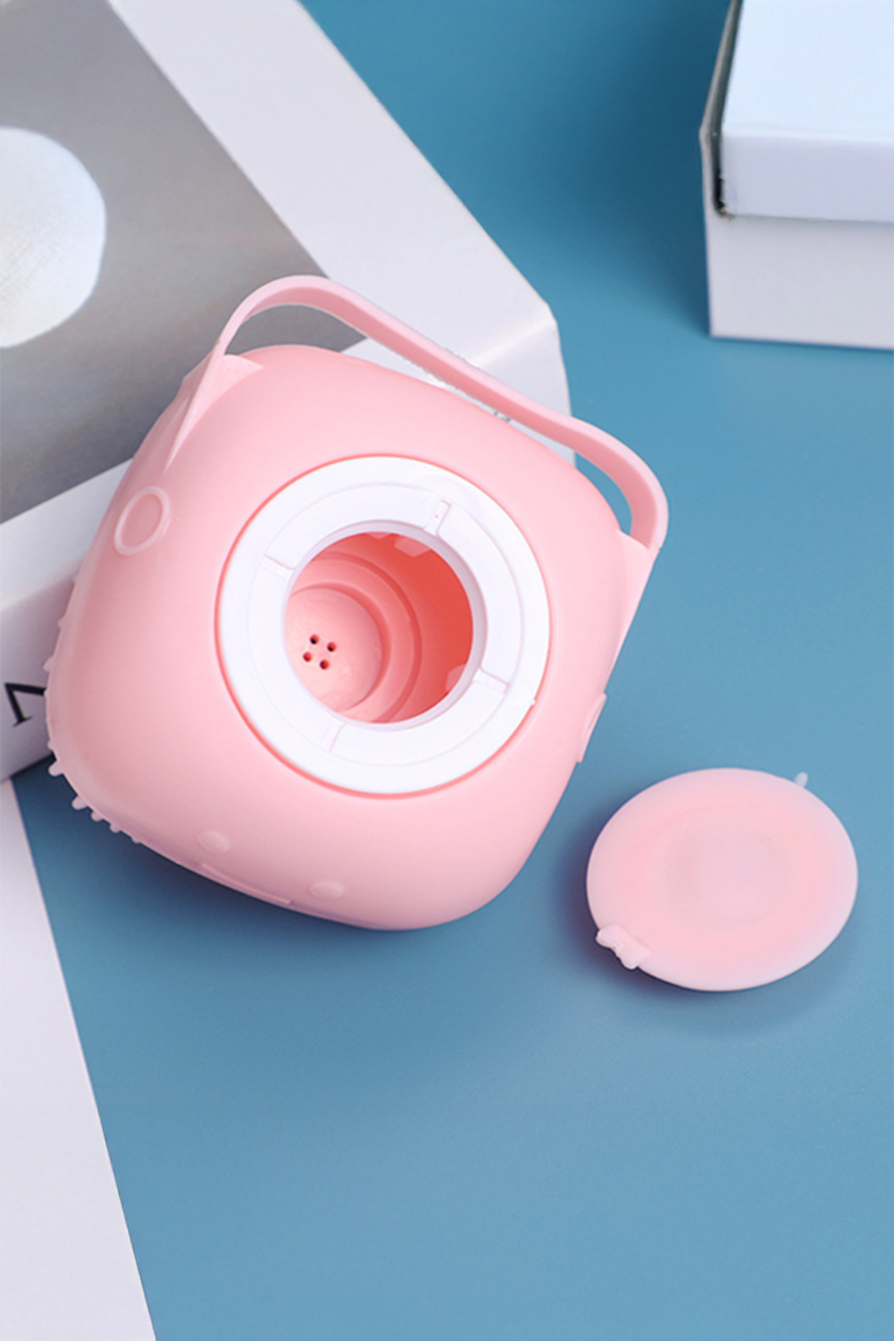 Pale Chestnut Silicone Pet Washer Brush with Shampoo Dispenser