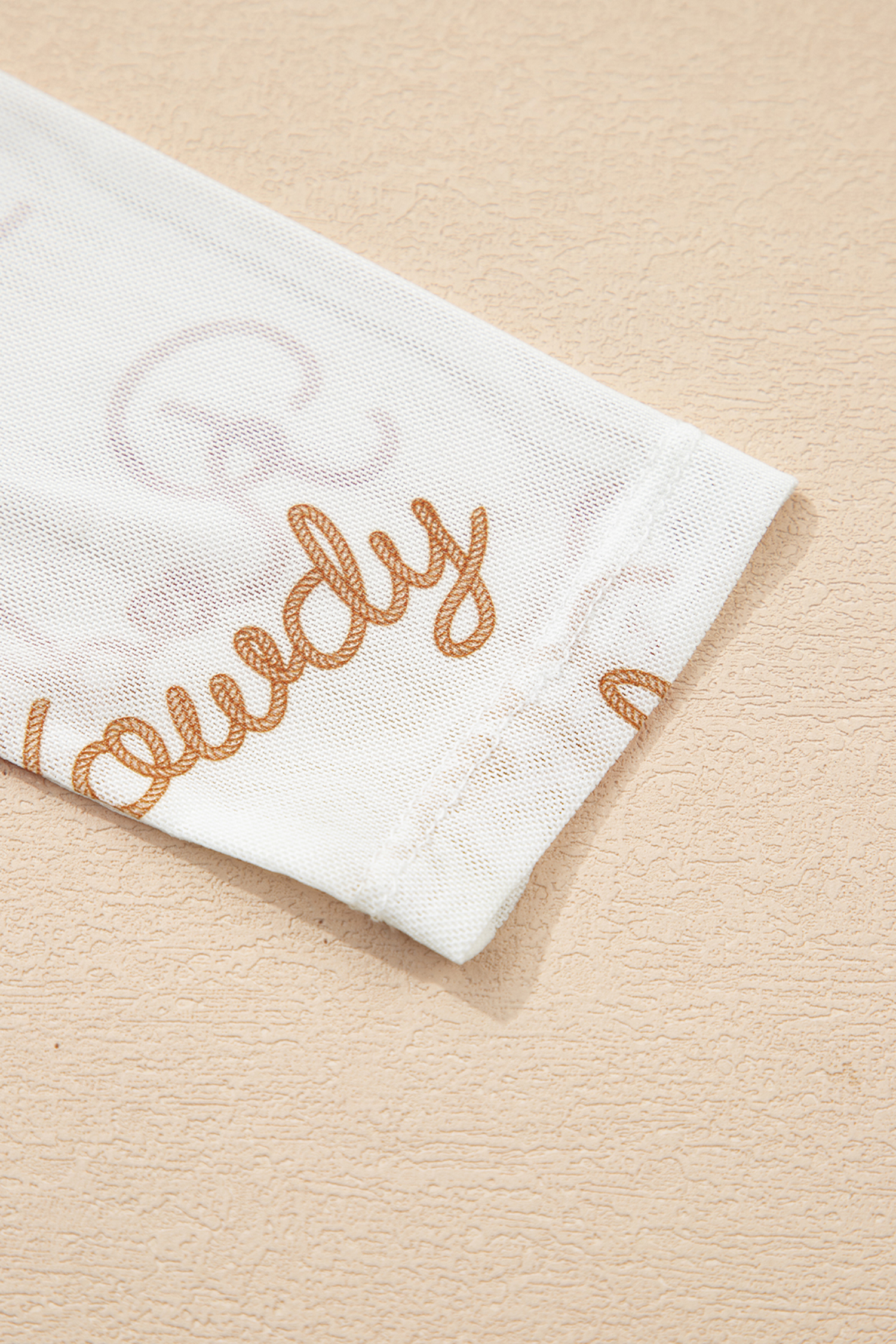 White Howdy Hey Yall Mesh High Neck Long Sleeve Top