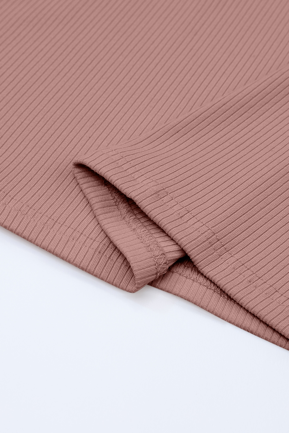 Gray Striped Mesh Long Sleeve Crewneck Ribbed Top