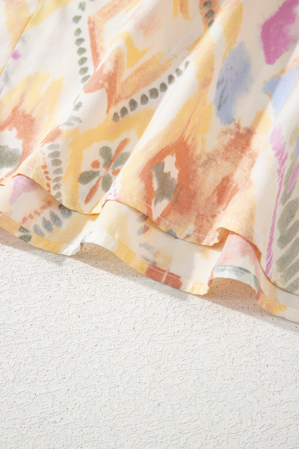 Multicolour Geometric Print Half Sleeve Shirred High Waist Maxi Dress