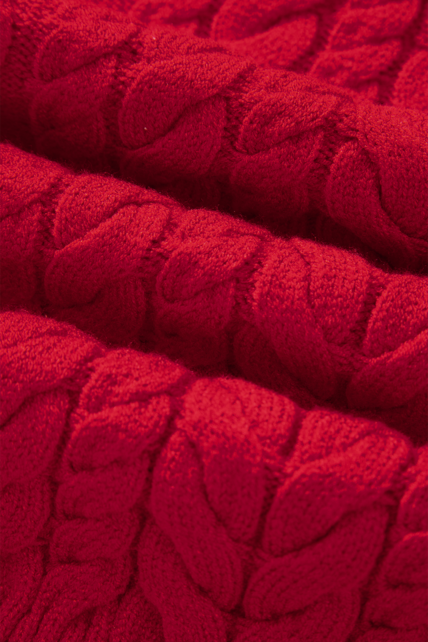 Fiery Red Cable Knit Baggy Sweater