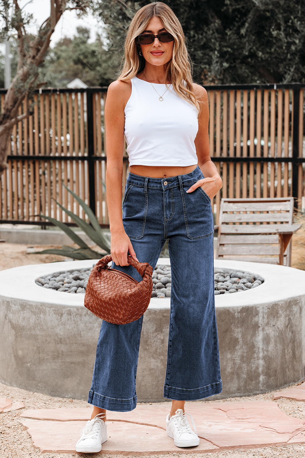 Breen Cropped High Rise Wide Leg Jeans