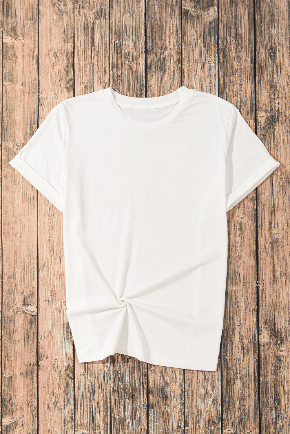 Khaki Casual Plain Crew Neck Tee