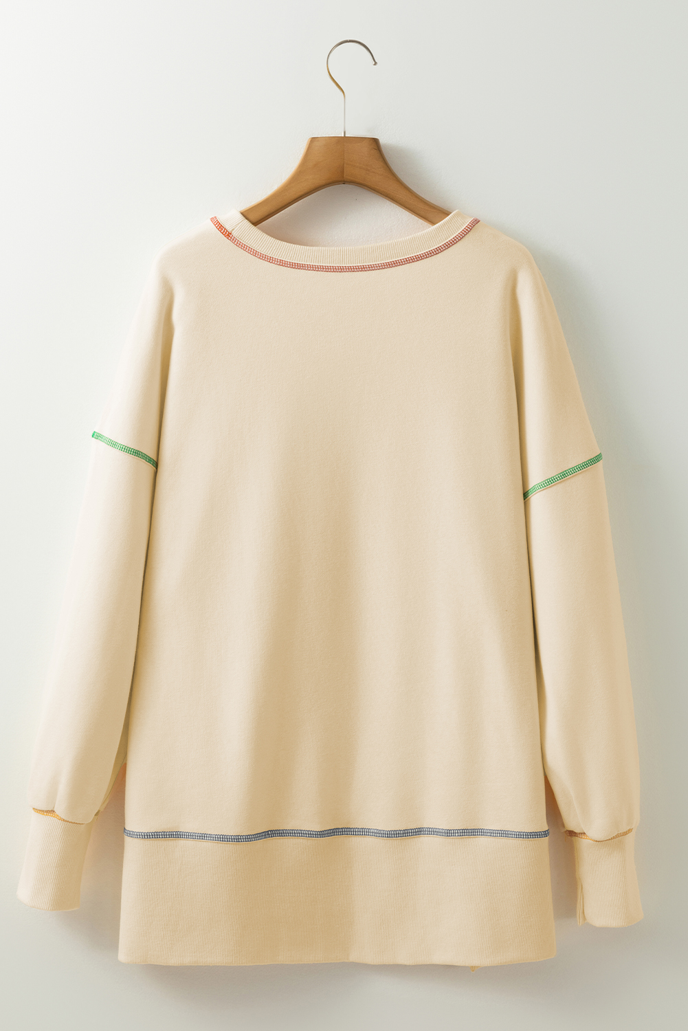 Contrast Stitching Split Baggy Sweatshirt