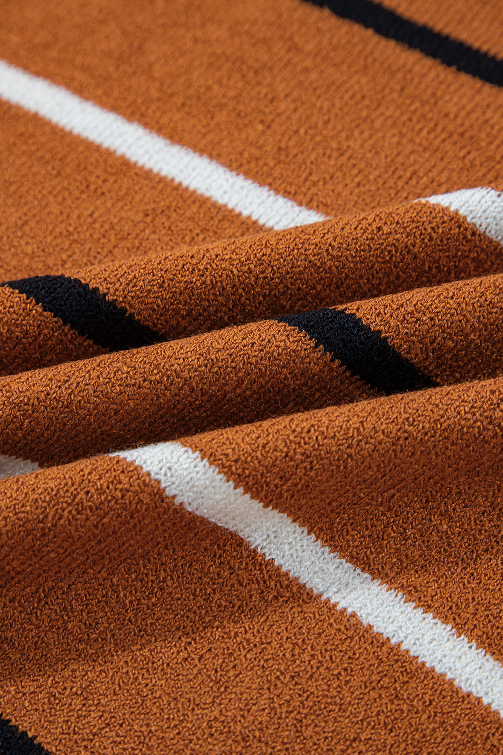 Multicolour Striped Buttoned Front V Neck Drop Shoulder Cardigan Sweater