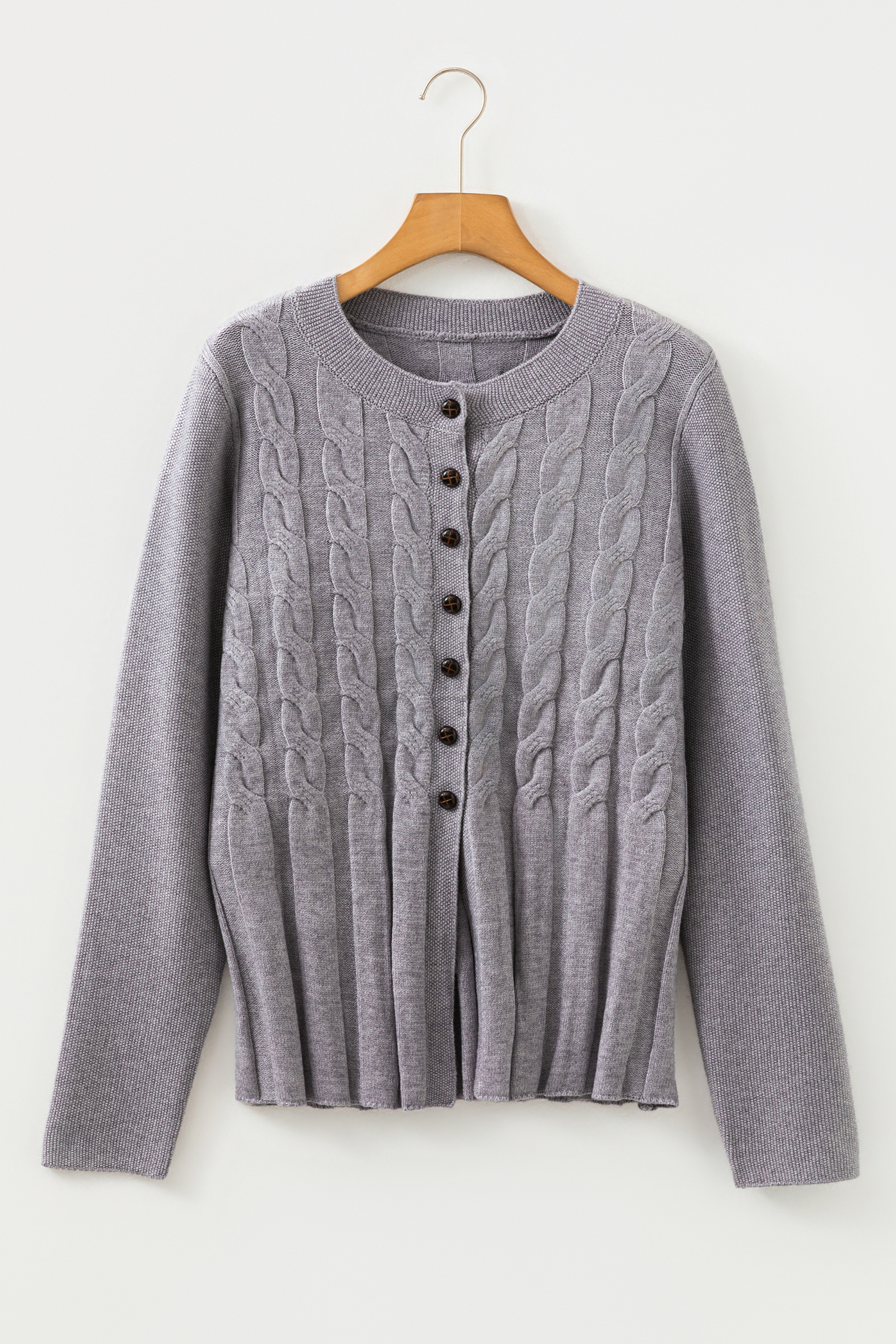 High Cable Knit Cardigan Sweater