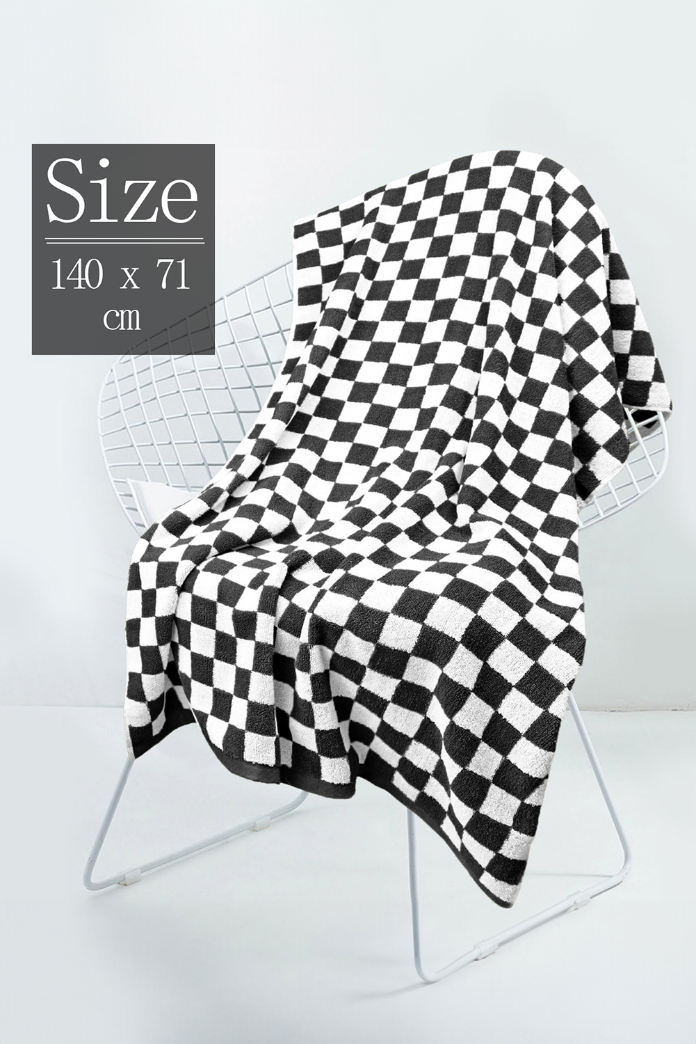 Color black Checkered Print Soft Large Bath Towel