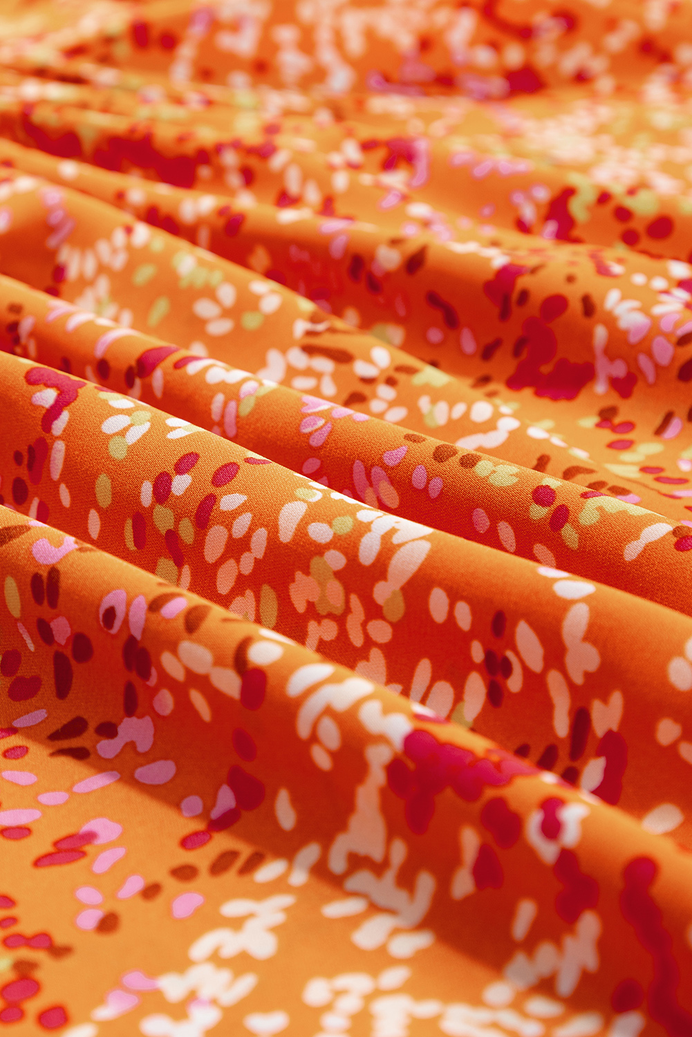 Bonbon Abstract Print Collared V Neck Babydoll Blouse