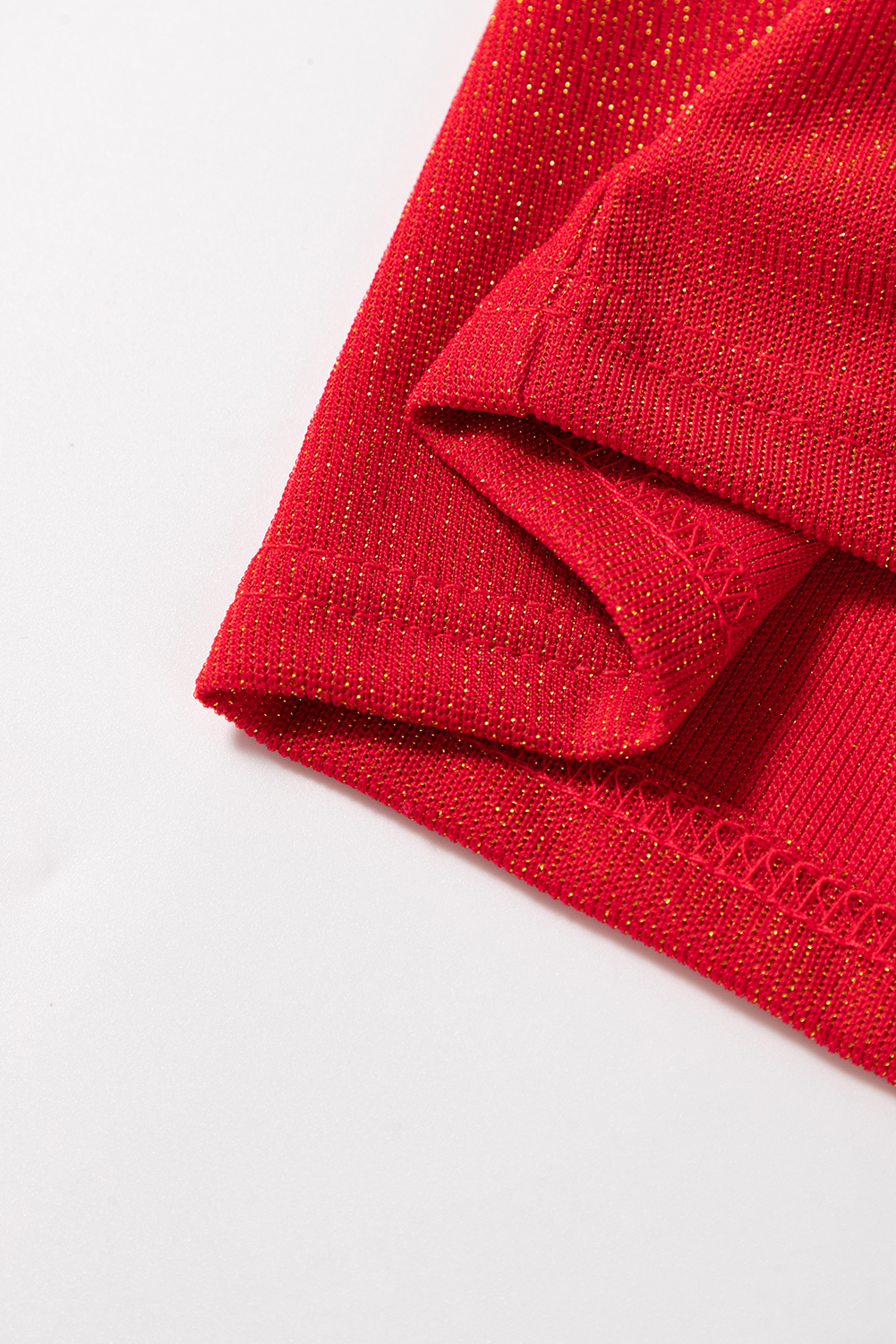 Red Metallic Bowknot Open Back V Neck Top