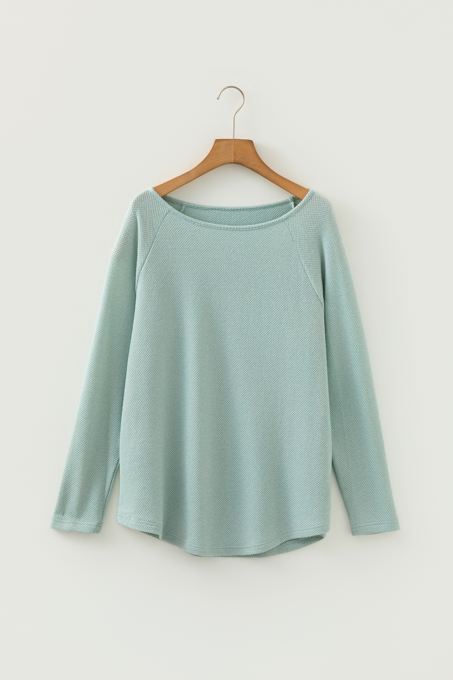 Moonlight Jade Textured Raglan Sleeve Knit Loose Top