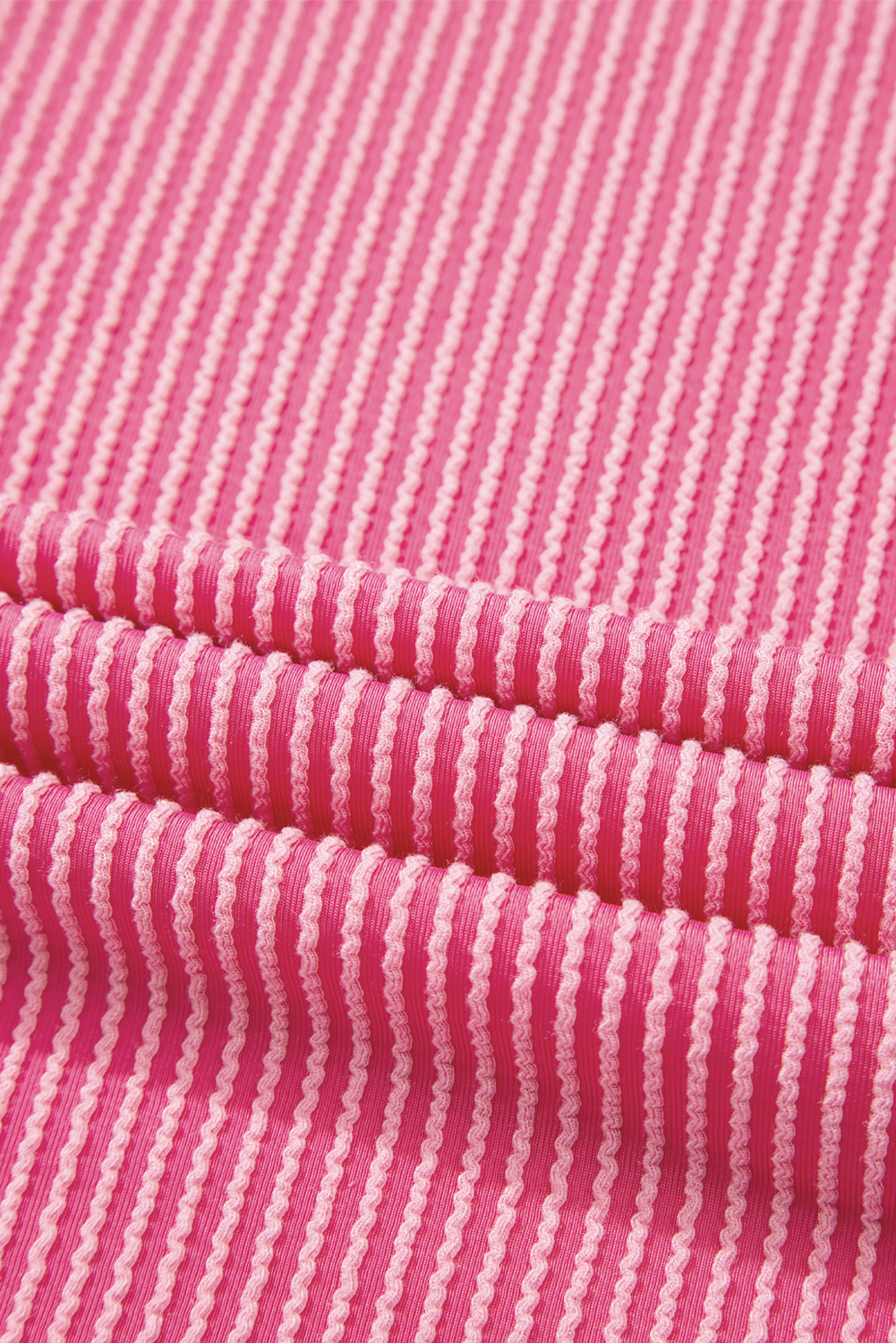 Rose Red Twisted Ribbed Knit V Neck Casual Tee