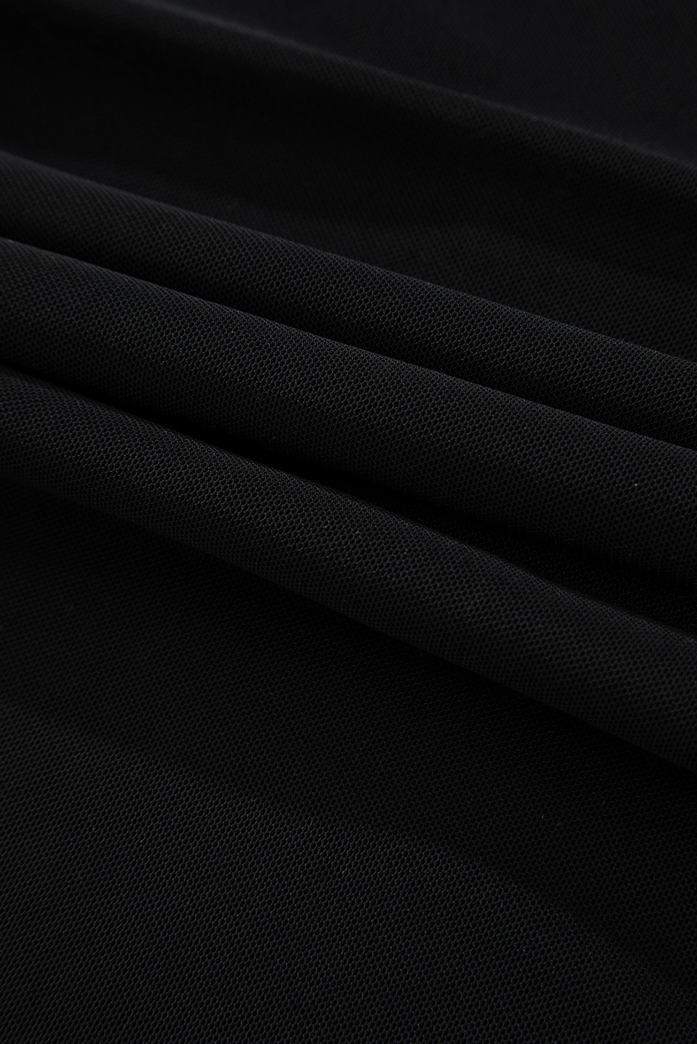 Black Sequin Velvet Sheer Mesh Mock Neck Blouse