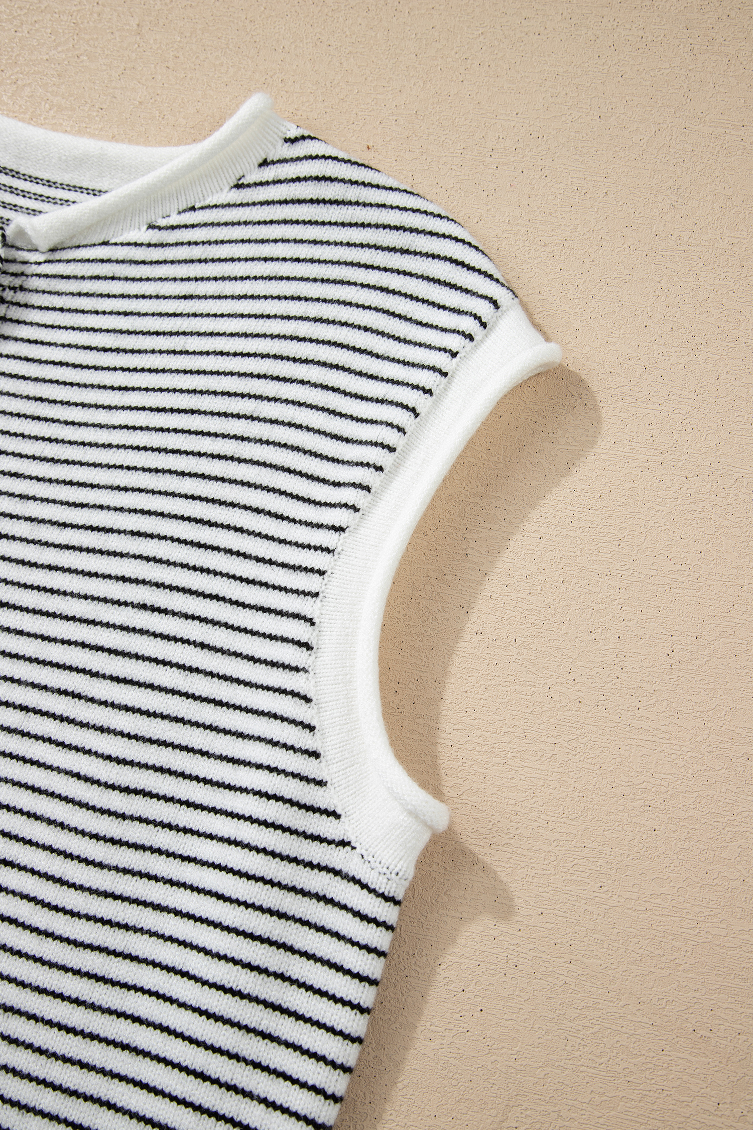 Black Stripe Contrast Trim Cap Sleeve Button Down Casual Cardigan