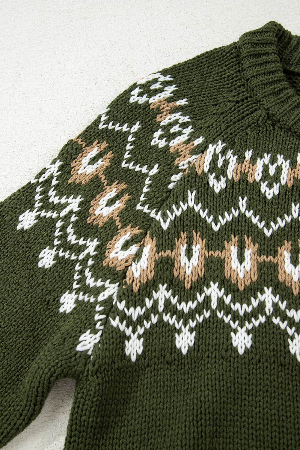 Moss Green Western Fashion Abstract Printed Cardigan Sweater