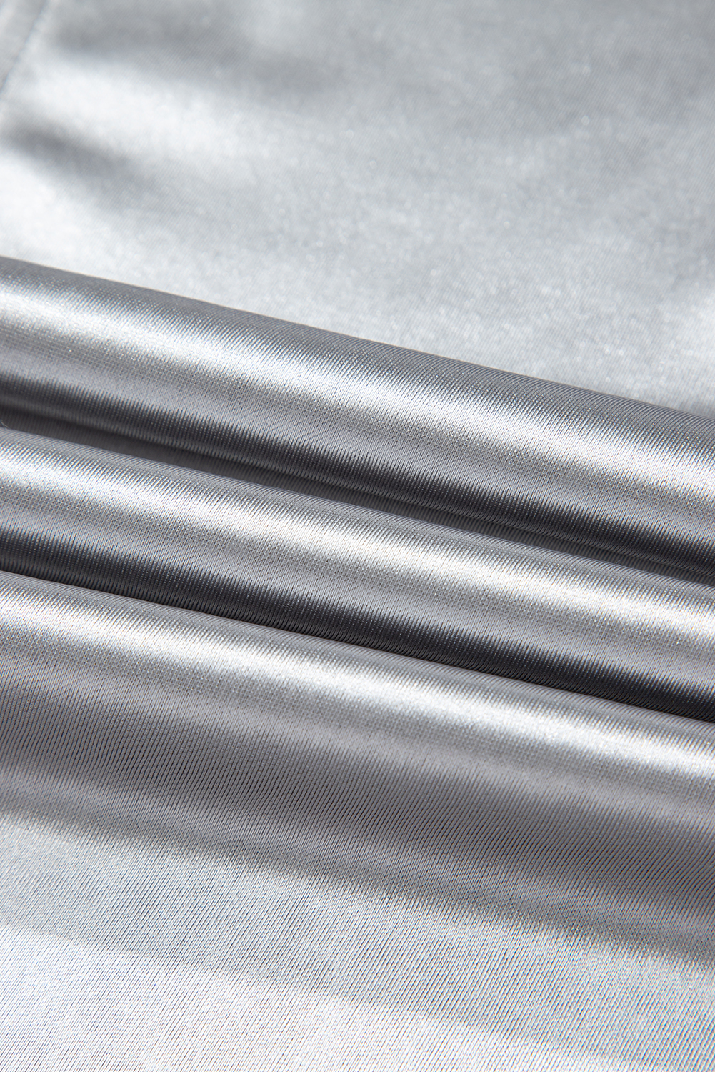 Silvery Metallic Luster Crew Neck Shift Tank Top