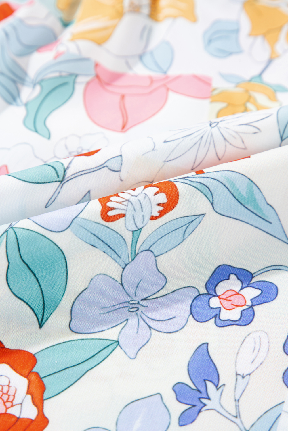 Pink Boho Flower Print Half Puff Sleeve Blouse