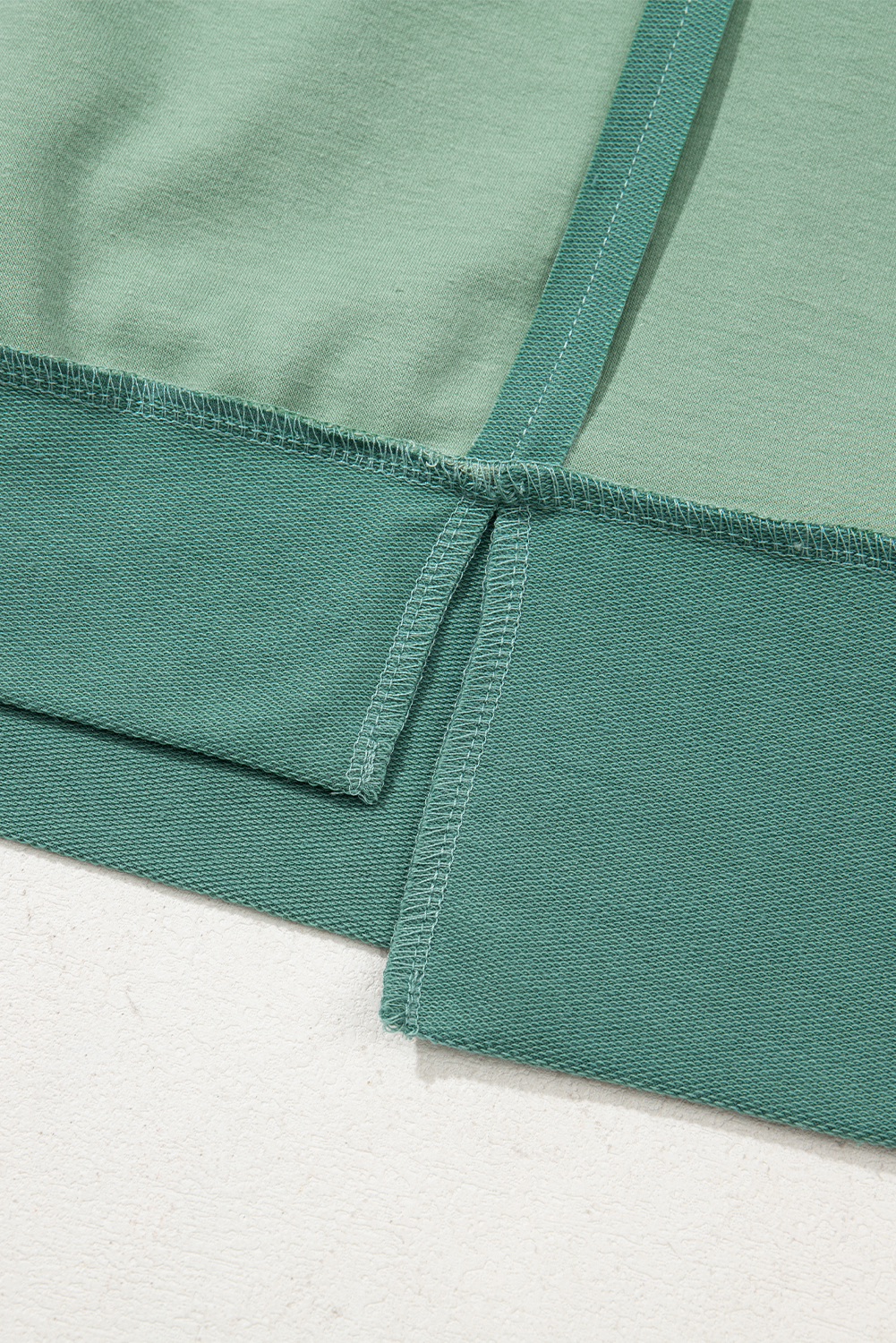 Smoke Green Half Sleeve Raw Seam High Low Side Split Top