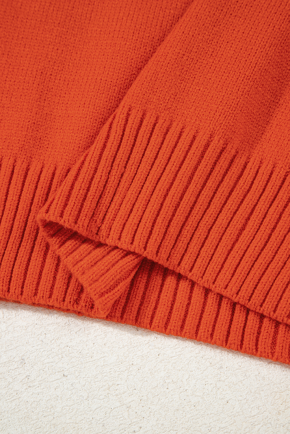 Racing Red Collared V Neck Ribbed Edge Sexy Elegant Sweater