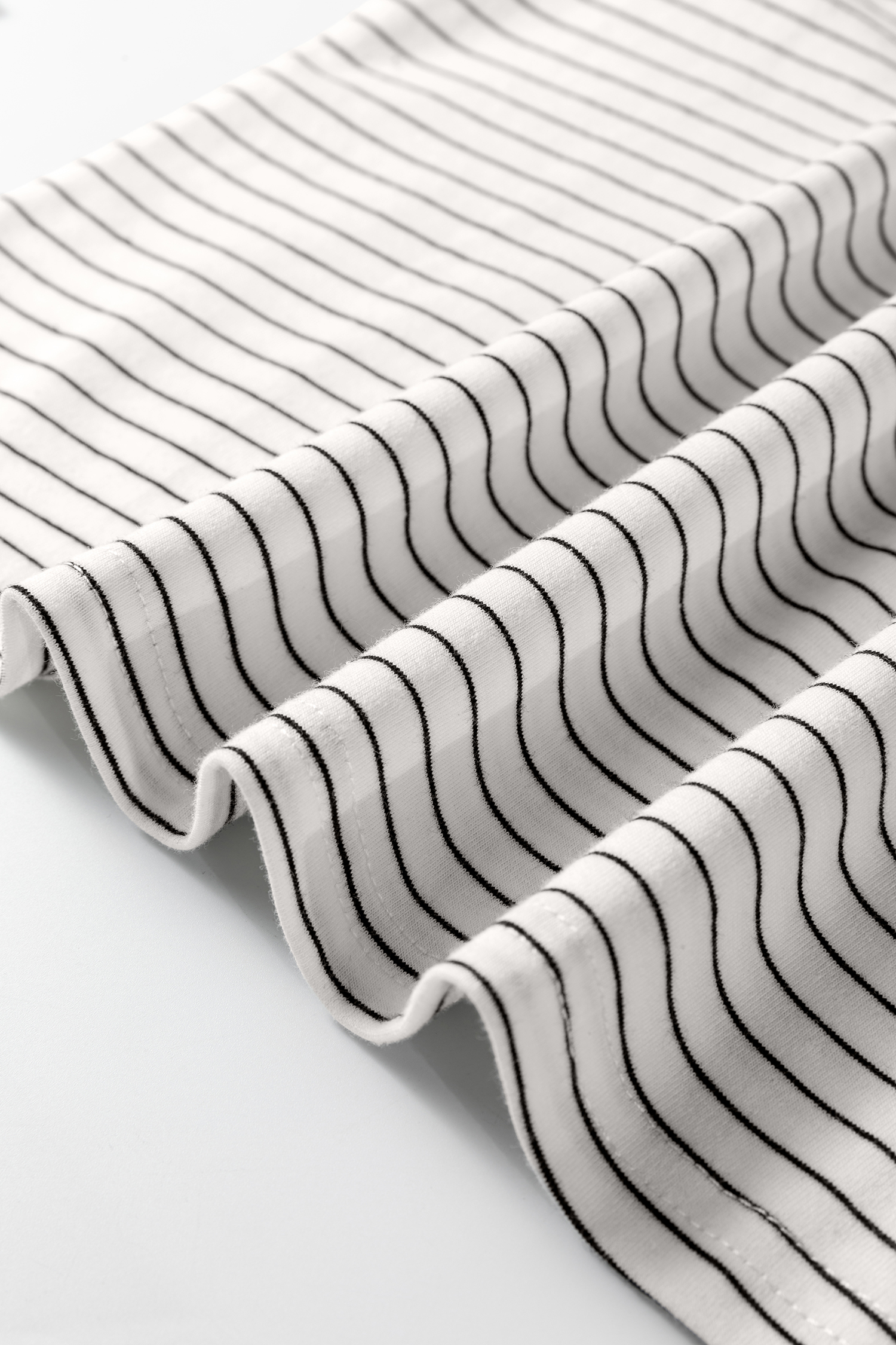 Brown Stripe Square Neck Long Sleeve Top