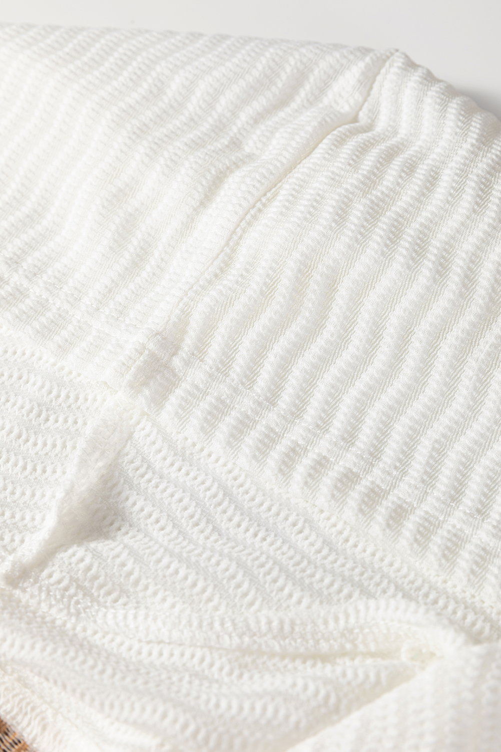 Khaki Stripe Textured Hooded V Neck Casual Long Sleeve Top