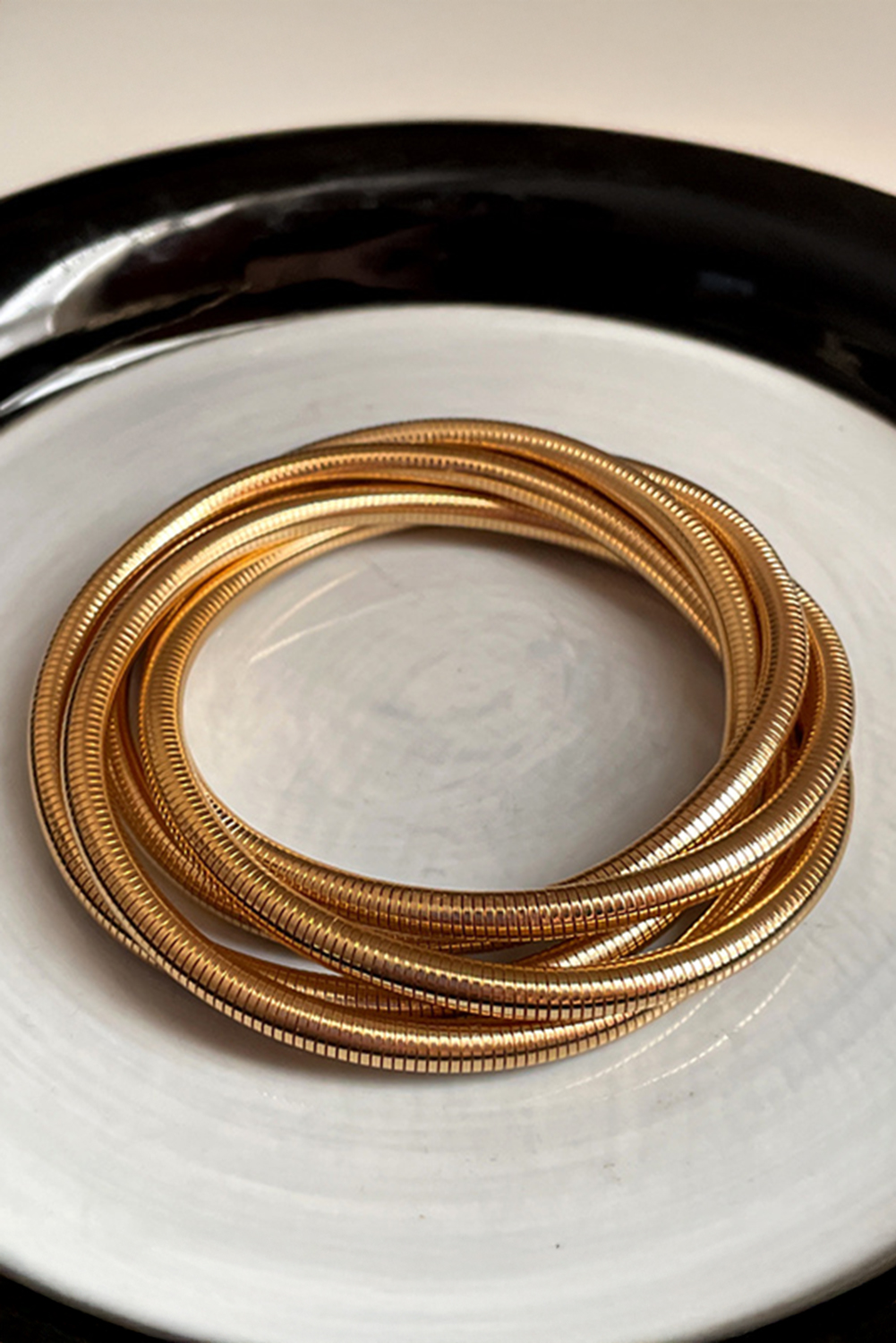 Gold Twist Stacked Exaggerated Alloy Bracelet