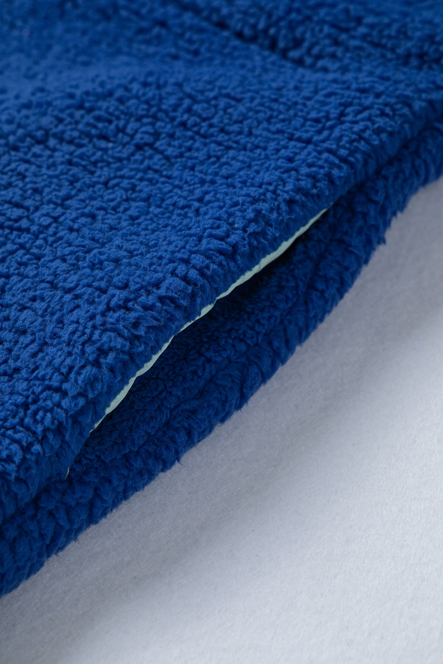 Sky Blue Sherpa Half Zip Contrast Trim Pullover Hoodie