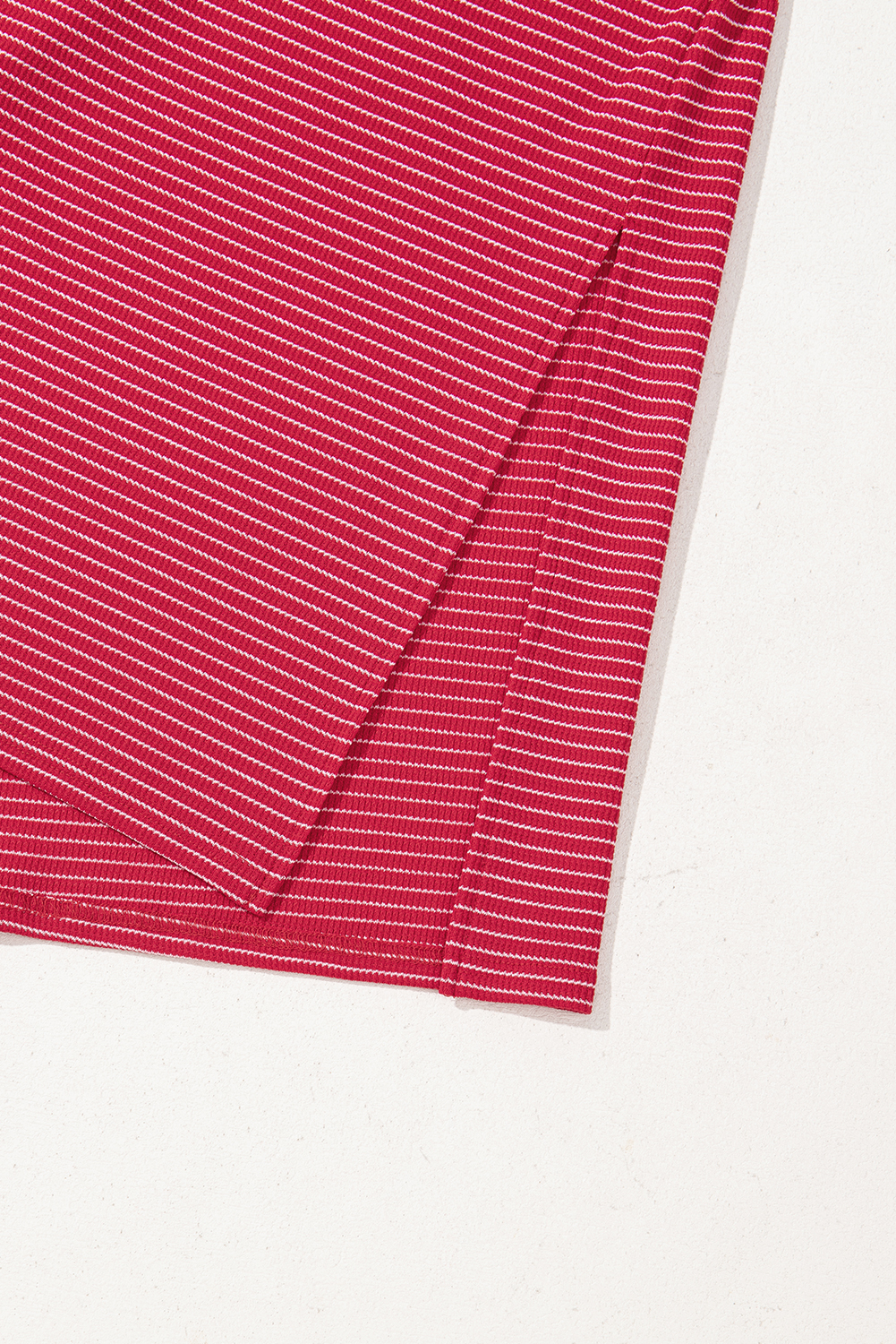 Red Stripe Criss Cross Side Slits Slim Fit Sleeveless Midi Dress