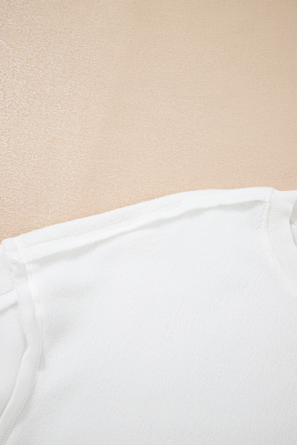 White Exposed Seam Chest Pocket Knit Pullover Sweatshirt