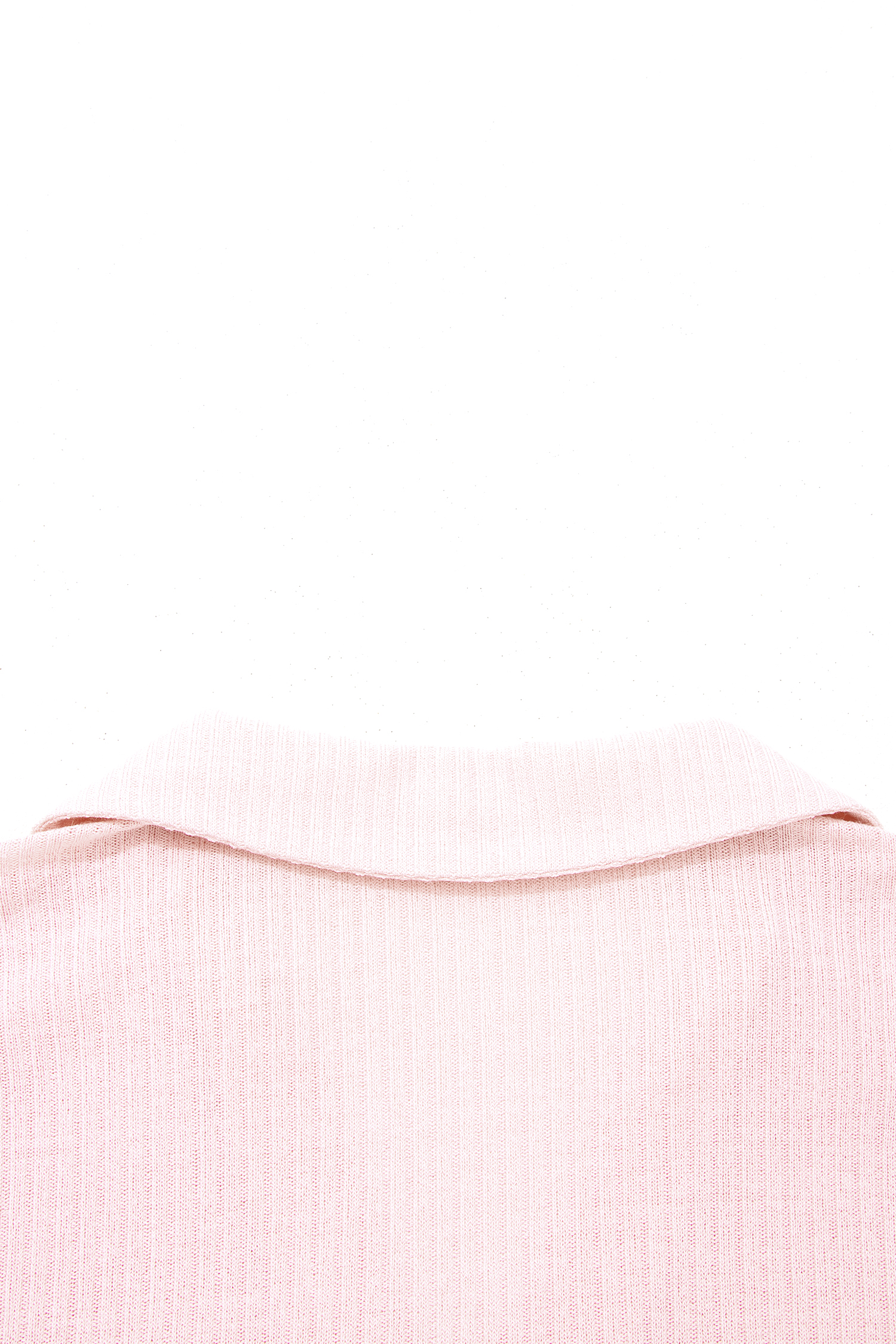 Light Pink Collared V Neck Ribbed Tee