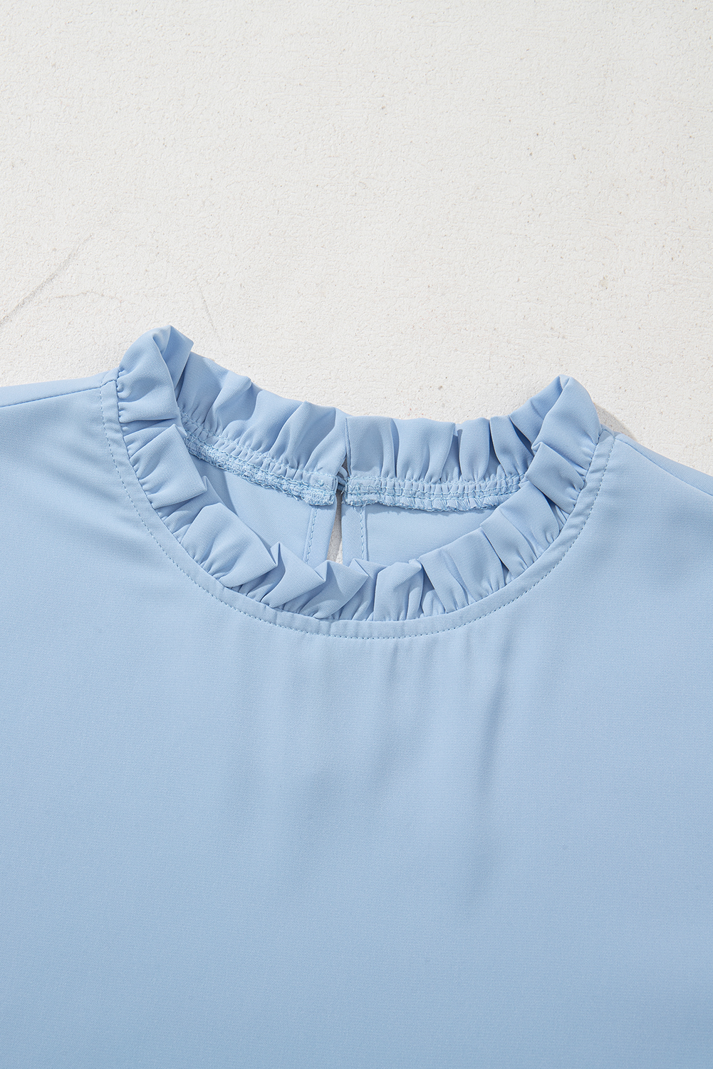 Green Frilly Round Neck Wide Half Sleeve Blouse