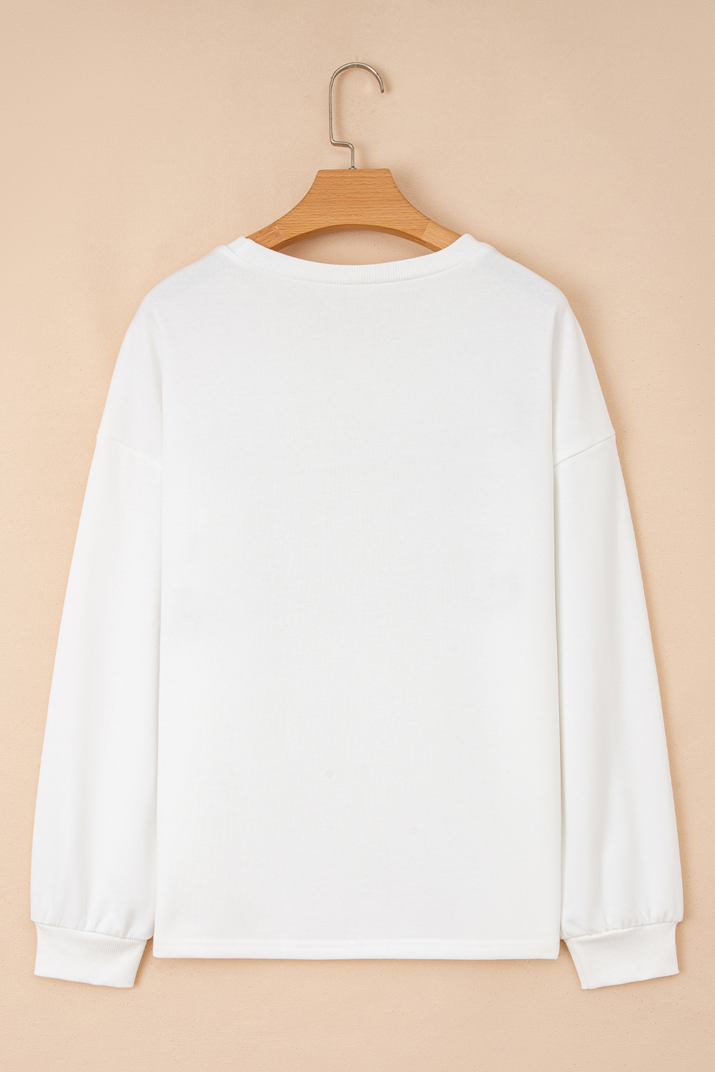 White HOLLY JOLLY Embroidered Graphic Pullover Sweatshirt