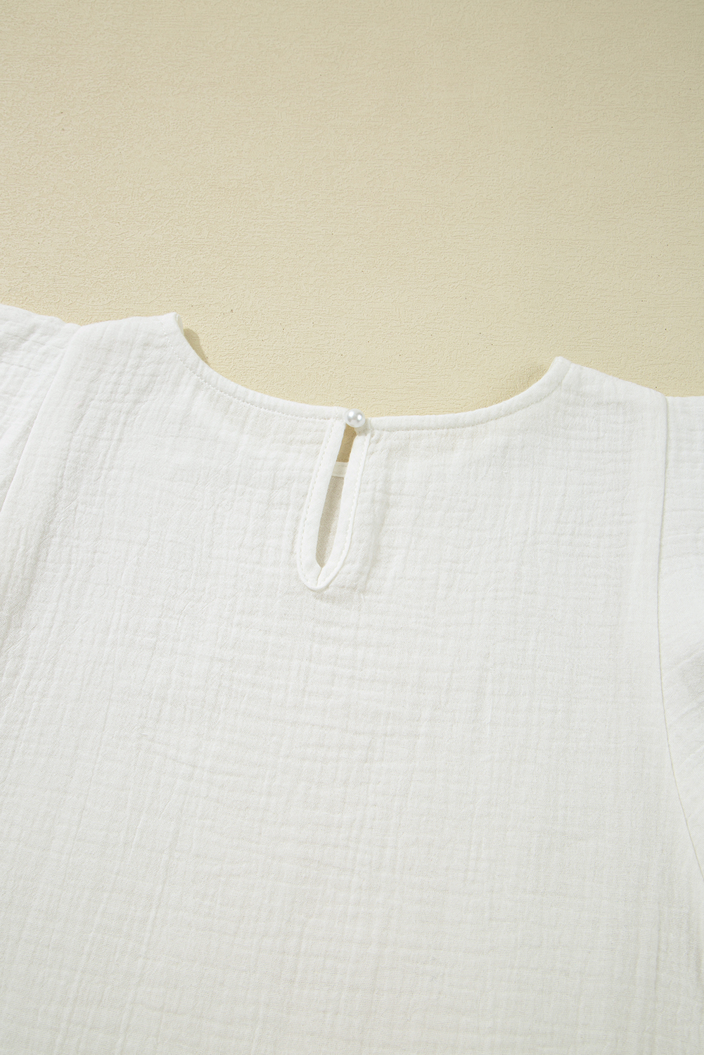 White Crinkled Layered Ruffled Flutter Sleeve Blouse